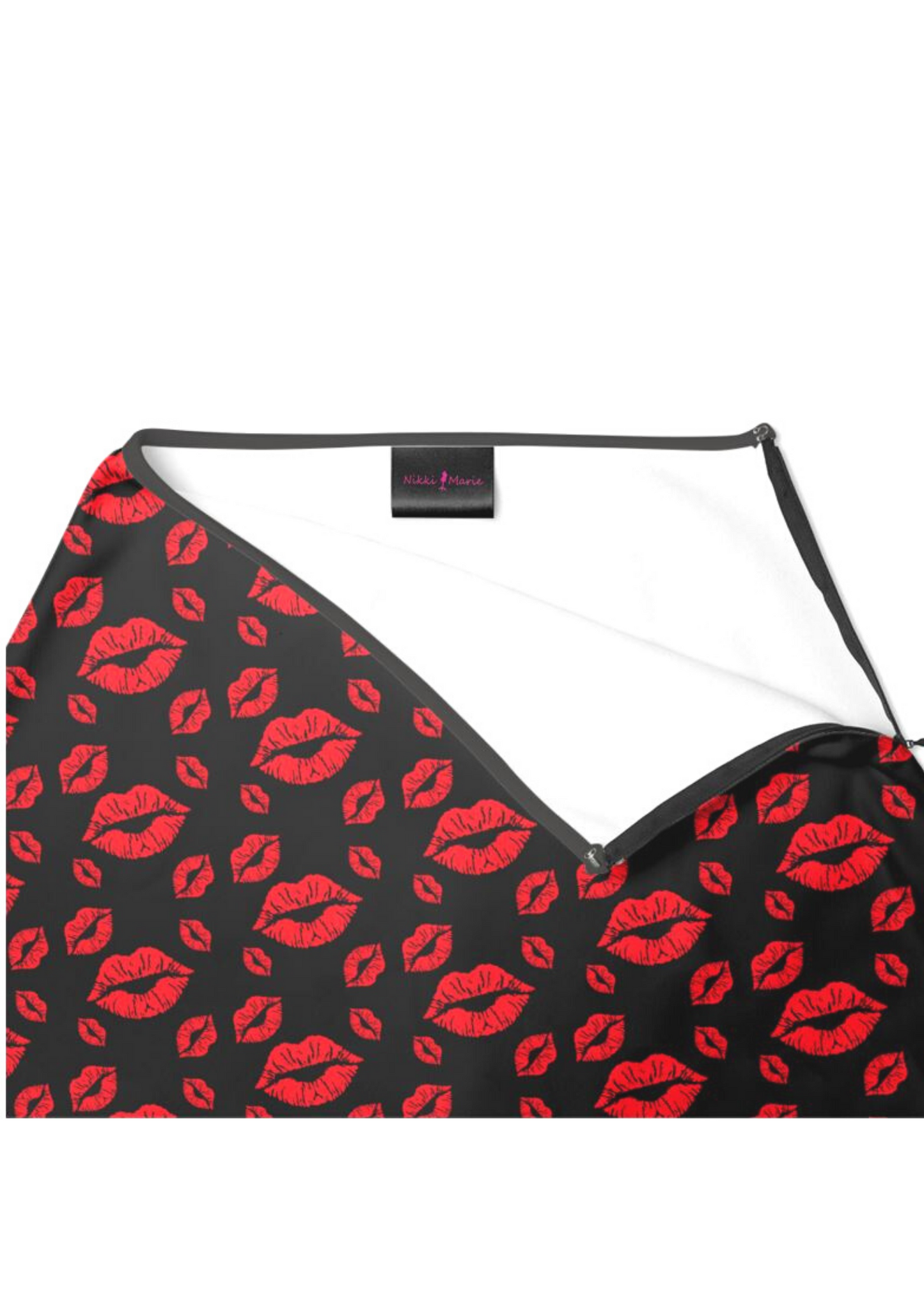 SAMPLE Filakia Kisses Print - Scuba Knit Knee Length Skirt - Black Size 3X