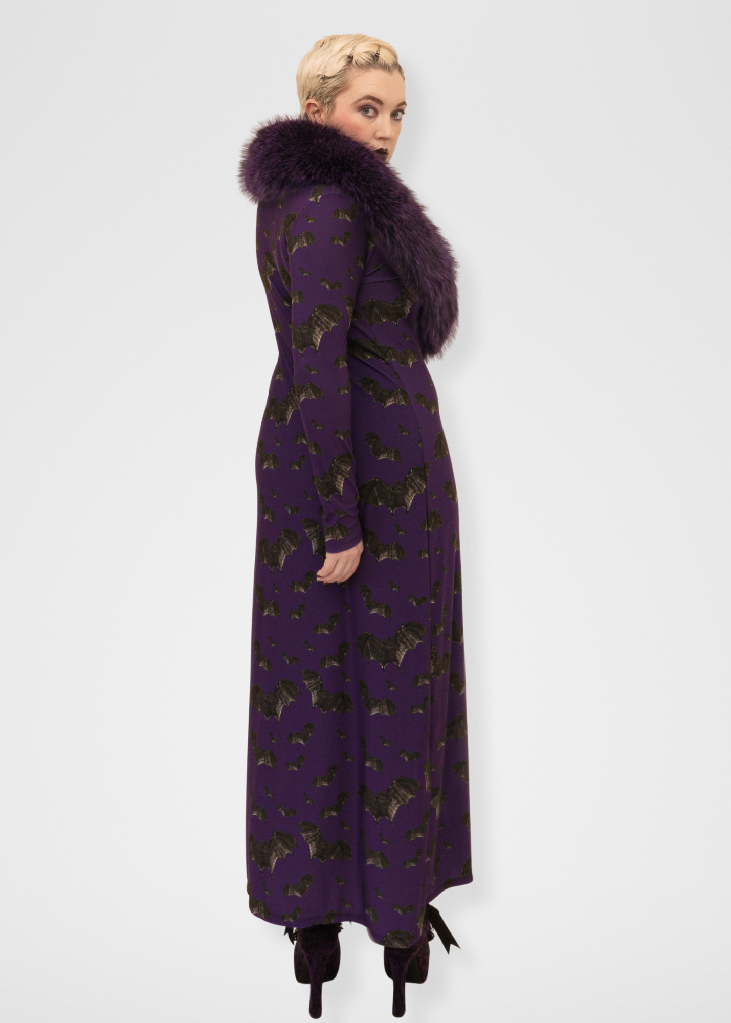 Bats Duster Cardigan - Dark Purple