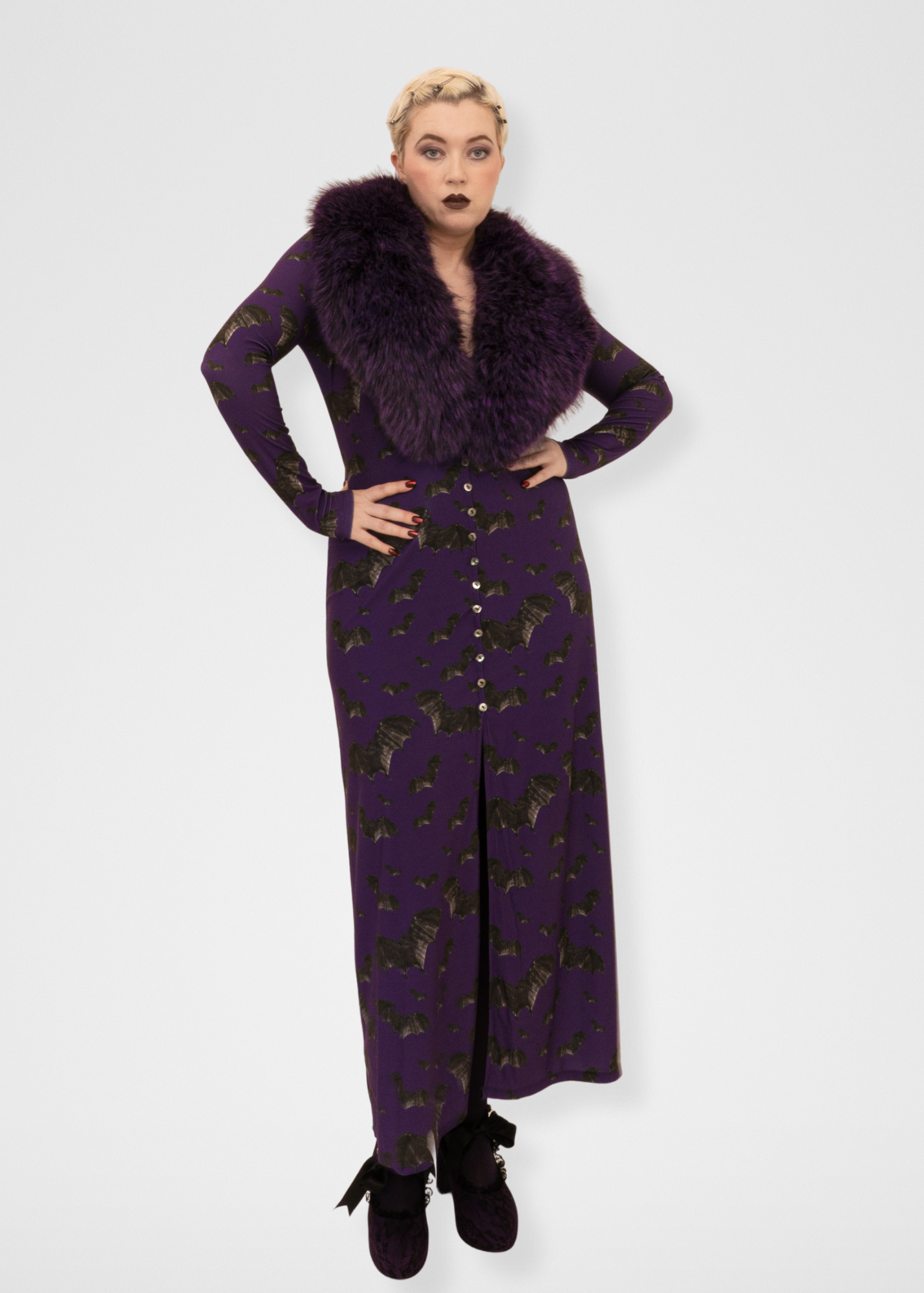 Bats Duster Cardigan - Dark Purple