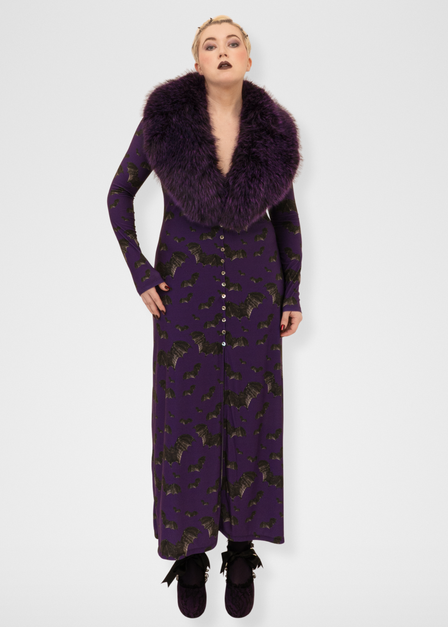 Bats Duster Cardigan - Dark Purple