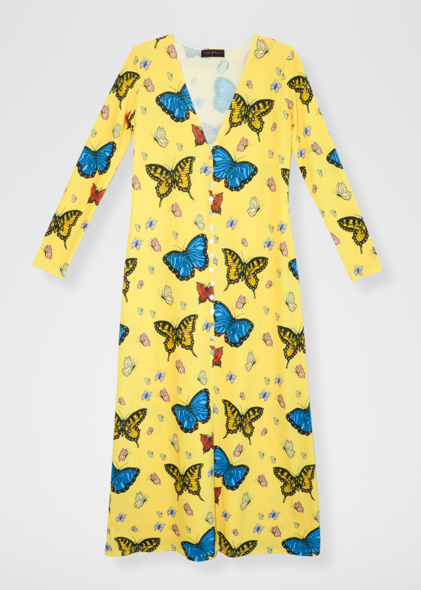 Butterflies Duster Cardigan - Yellow
