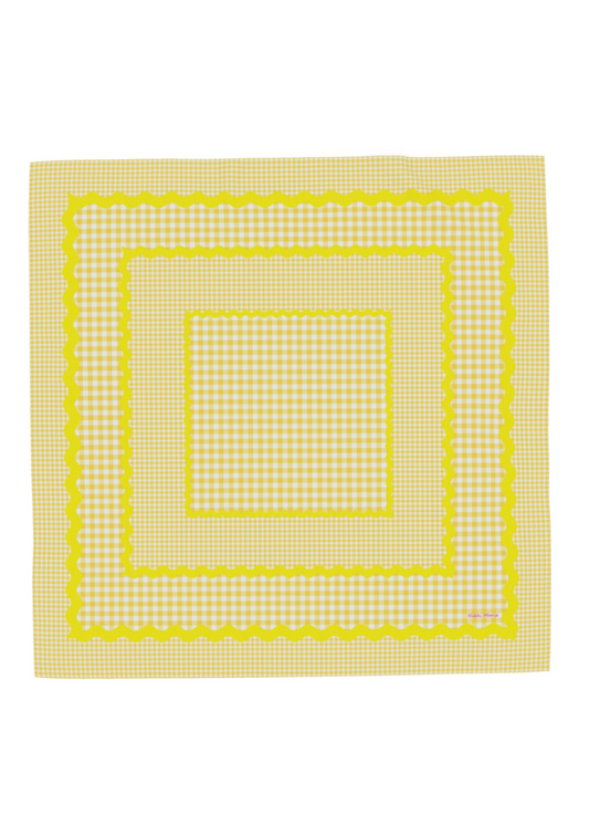 Mad Gingham Yellow Cotton Mulmul Scarf