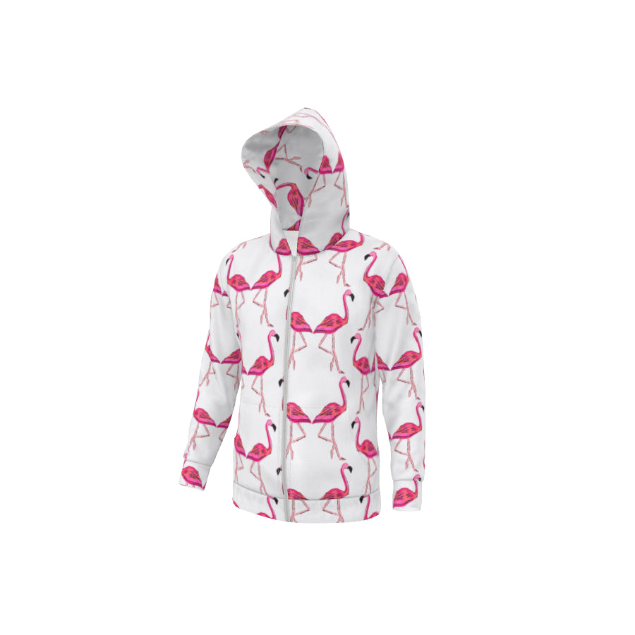 The Lounge Zip-Up Hoodie - Let's Flamingle Flamingos Print