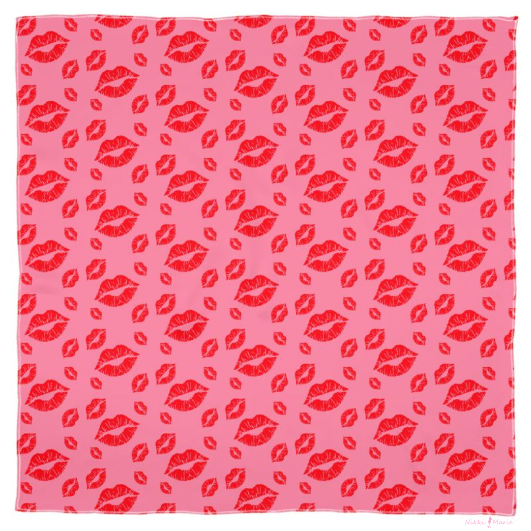 Filakia Kisses Print - Silk Sheer Georgette Scarf - Pink