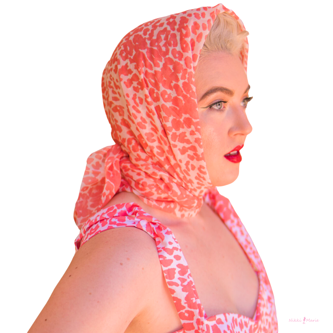 Coral Leopard Sheer Silk Georgette Scarf