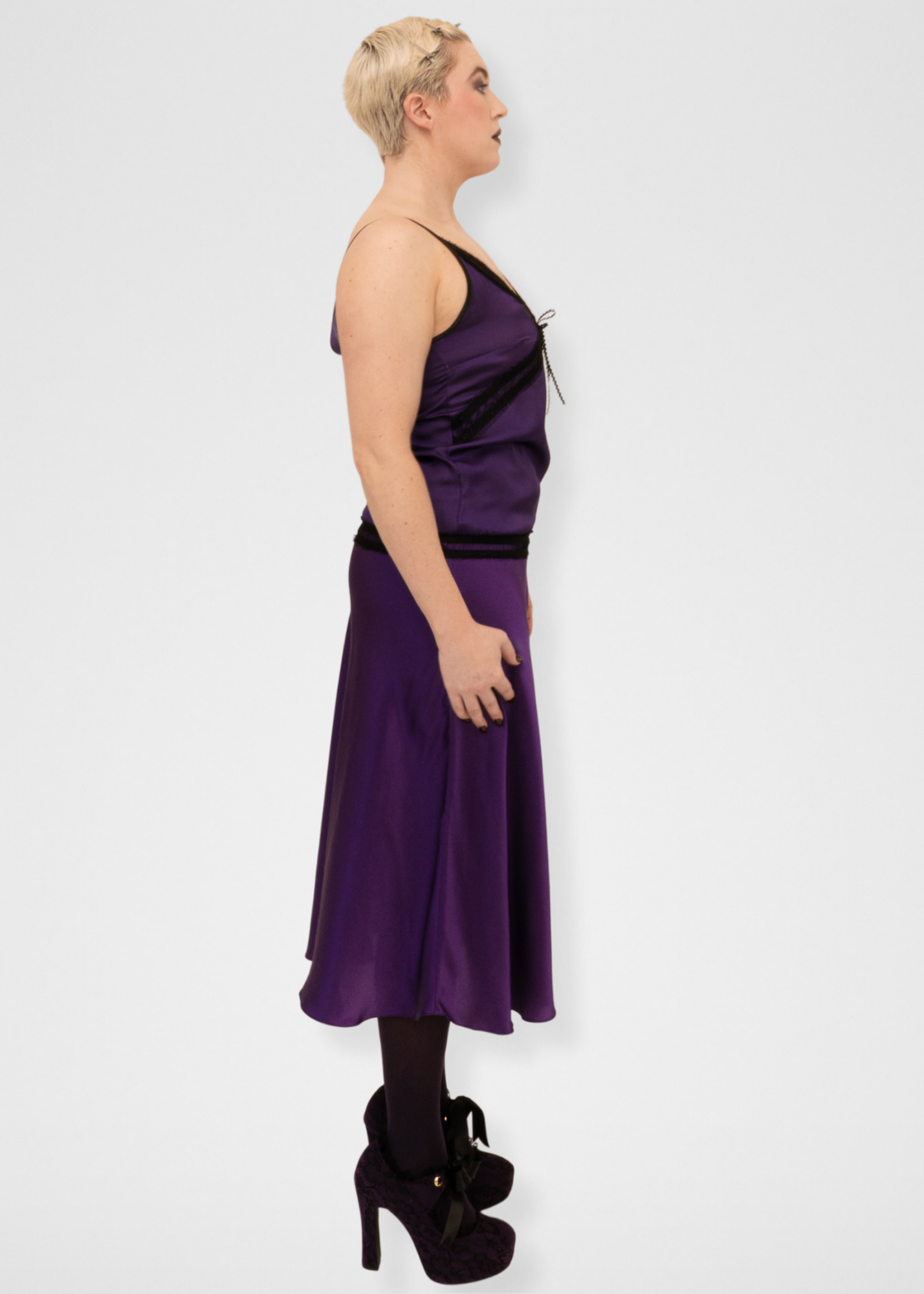 Silk Midi Slip Skirt - Dark Purple