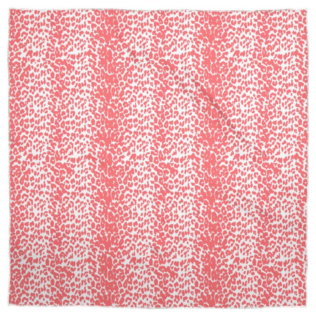 Coral Leopard Sheer Silk Georgette Scarf