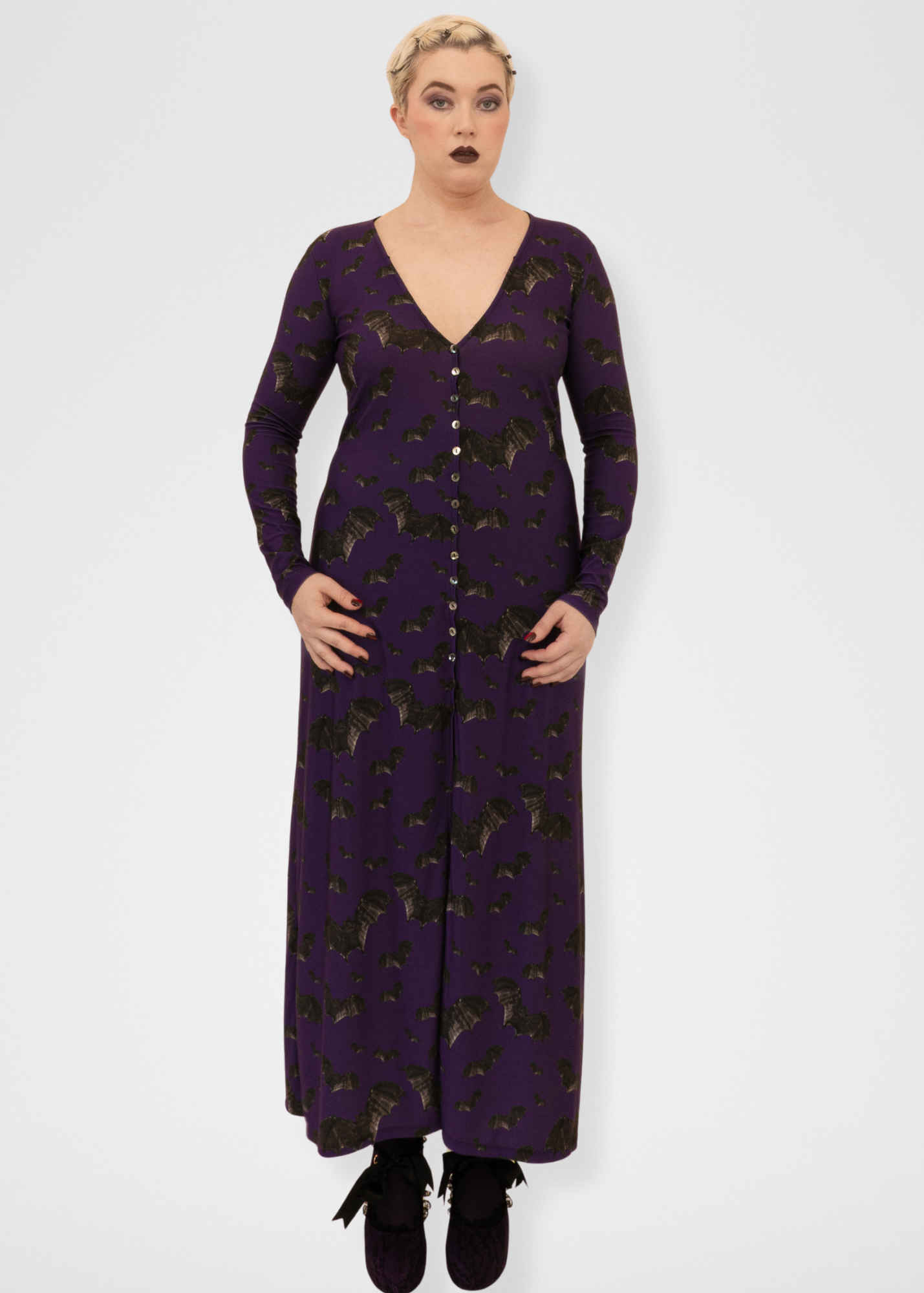Bats Duster Cardigan - Dark Purple