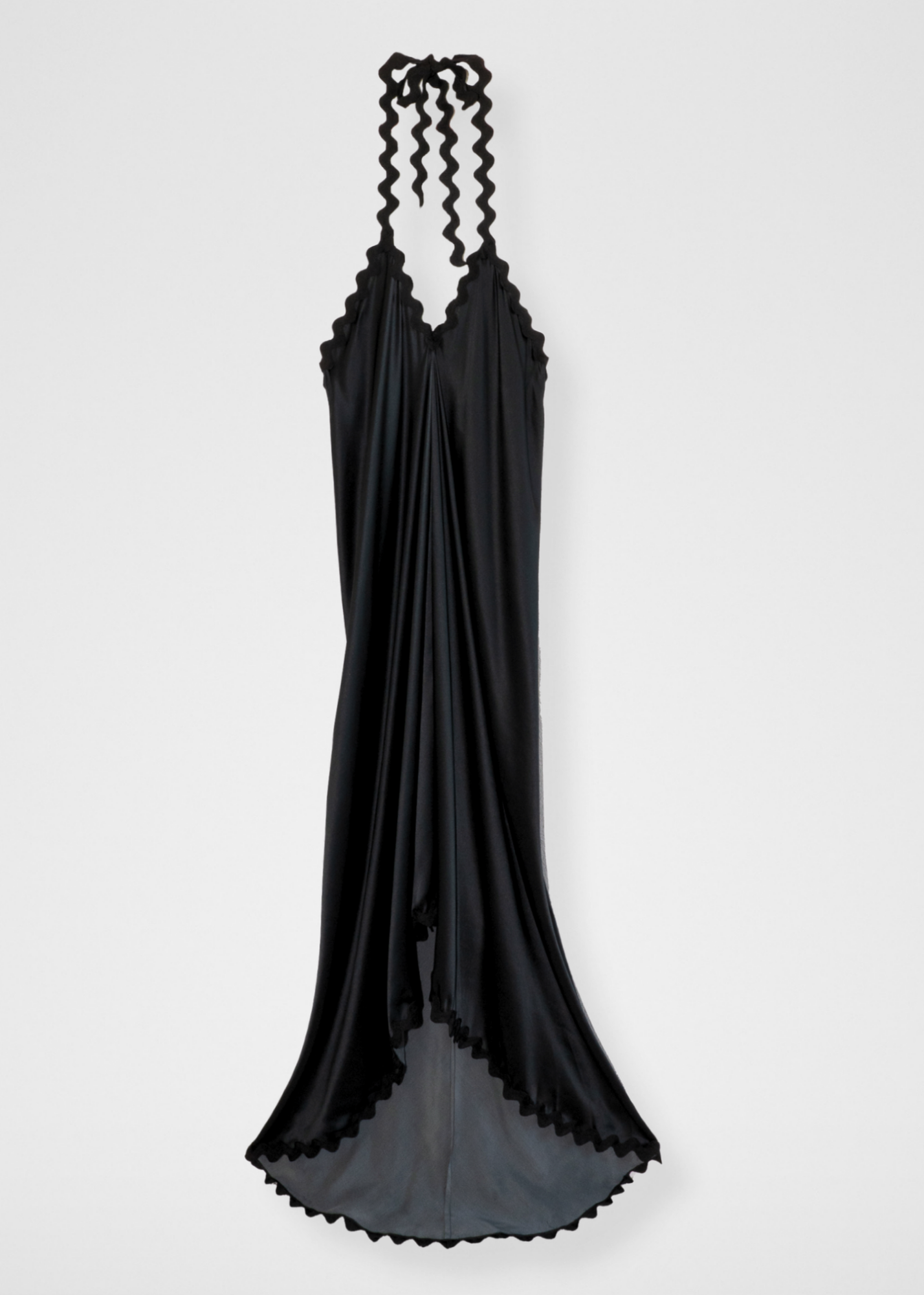 Silk Halter Gown Ric Rac Dress - Black