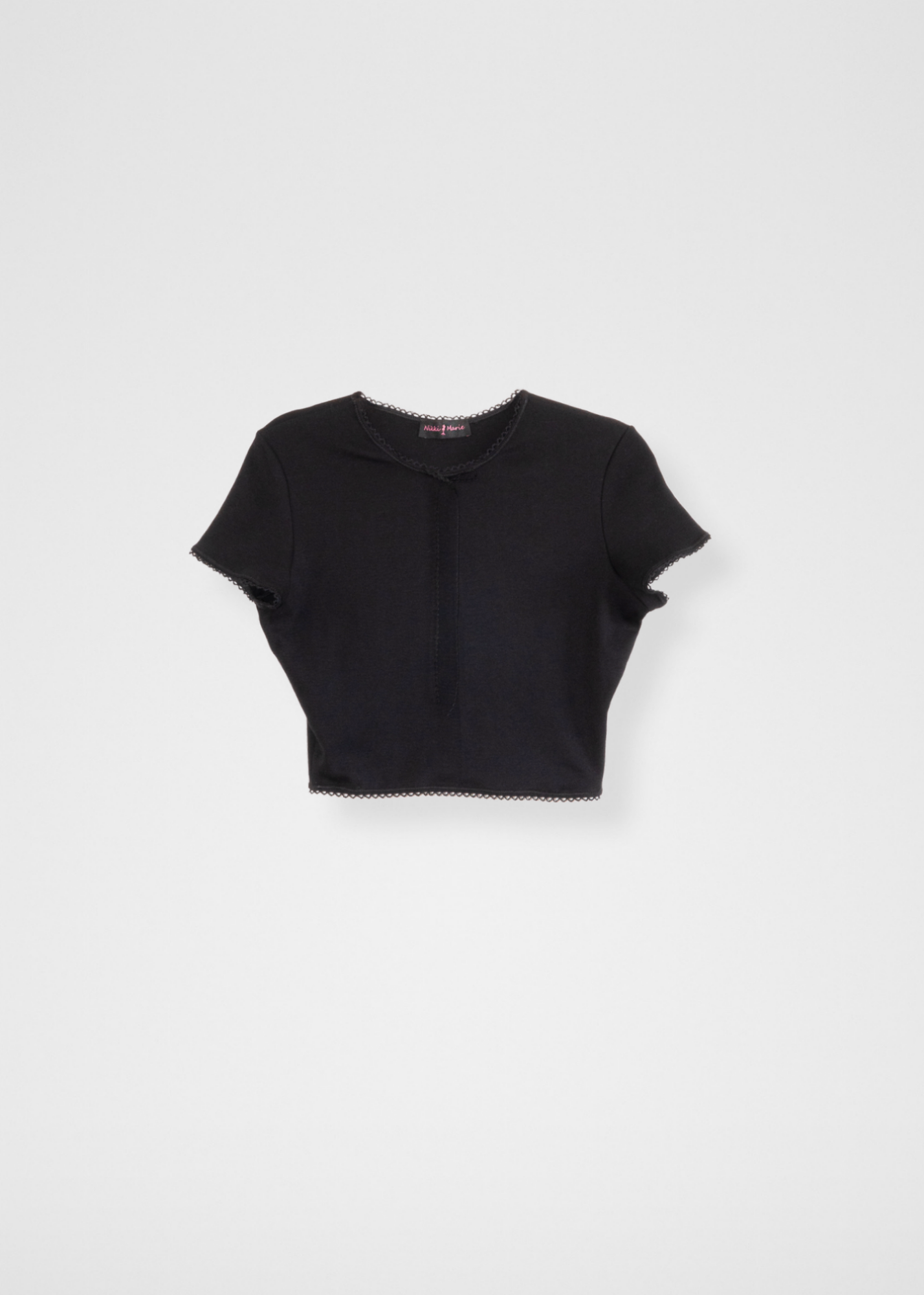Organic Cotton Ribbed Cropped Baby Tee - Black