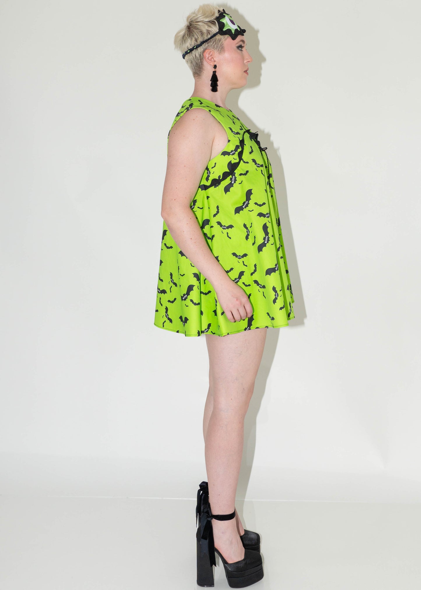 Not Your Babydoll Set - Batty Neon Green Print