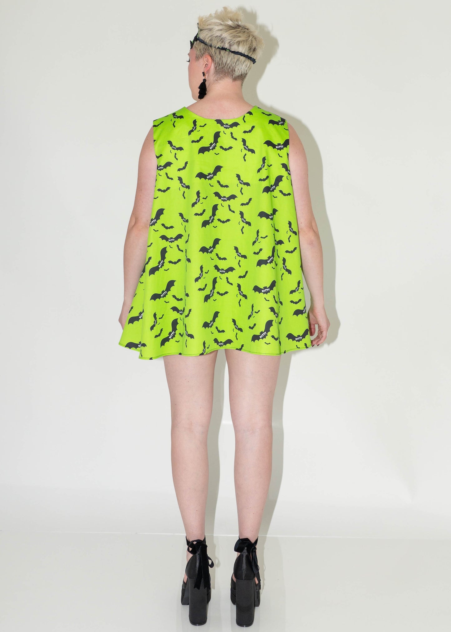 Not Your Babydoll Set - Batty Neon Green Print