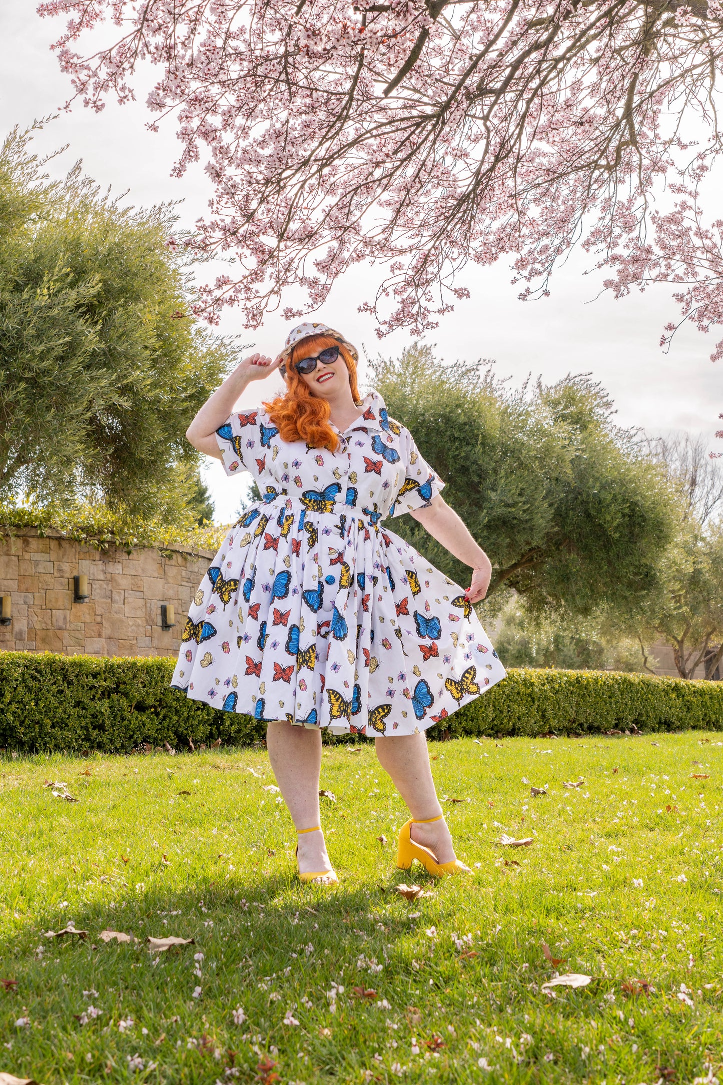 The Lucille Full Gathered Skirt - Butterflies Print Sample Size 3X