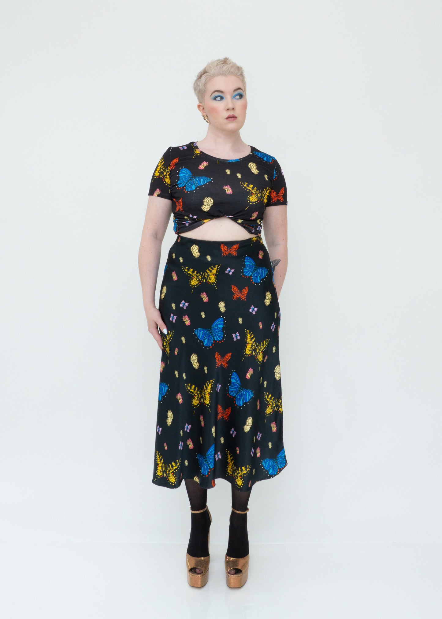 Butterflies Tee - Short Sleeve In Black