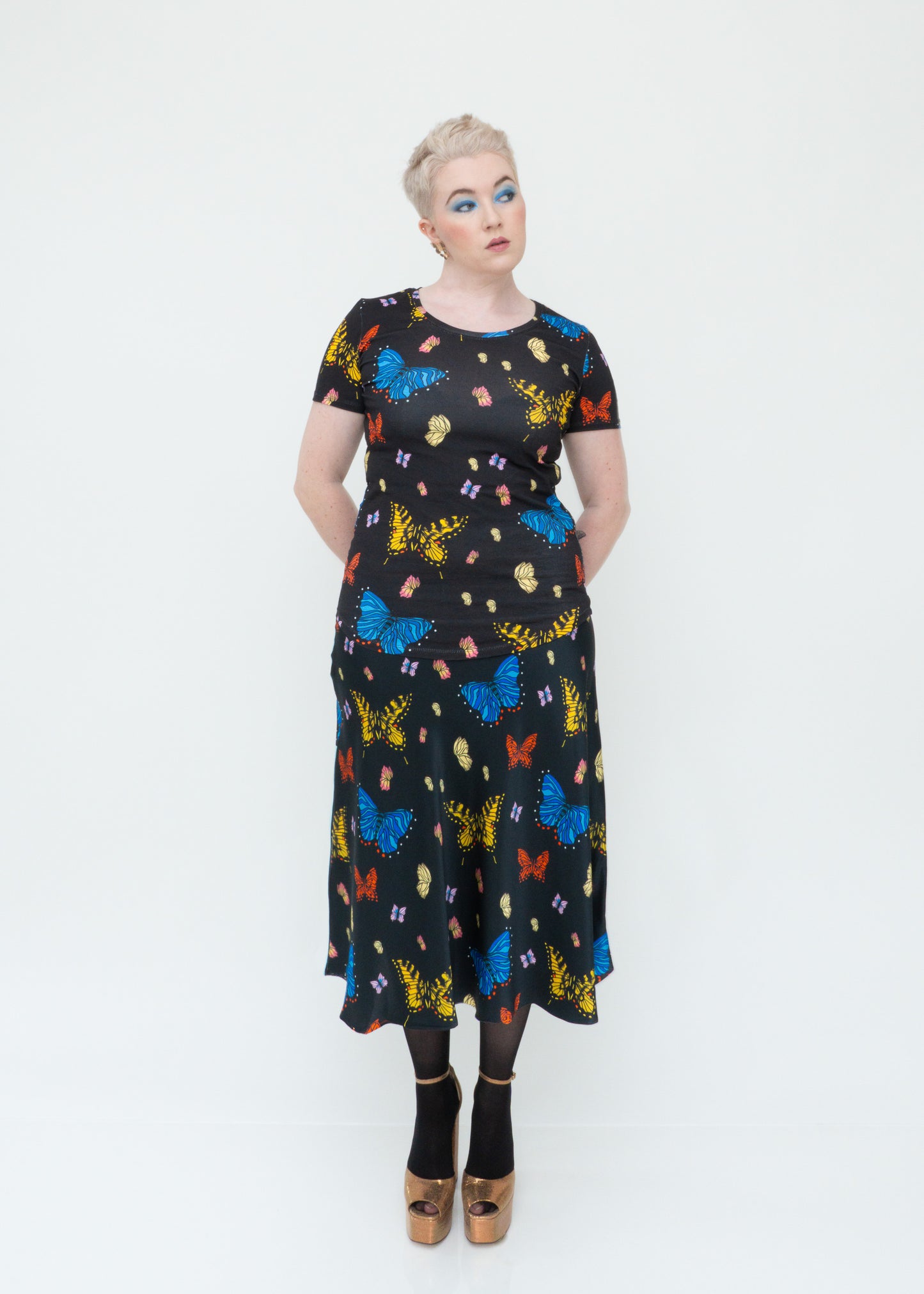 Butterflies Tee - Short Sleeve In Black