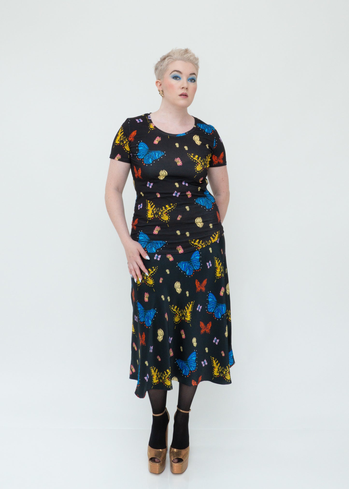 Butterflies Tee - Short Sleeve In Black