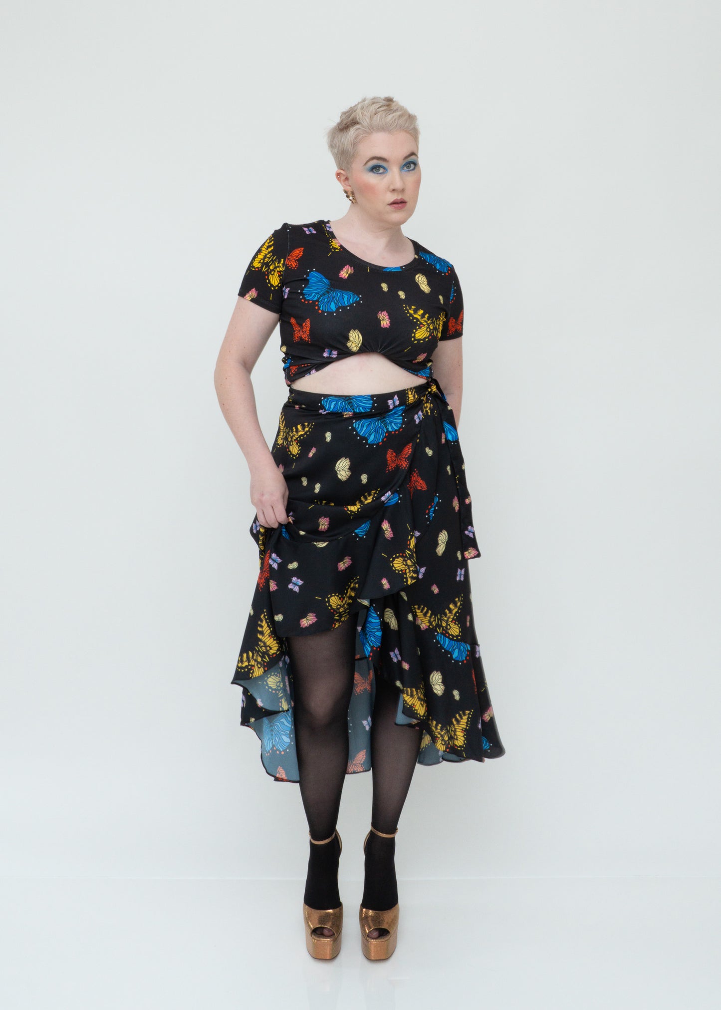 Butterflies Tee - Short Sleeve In Black