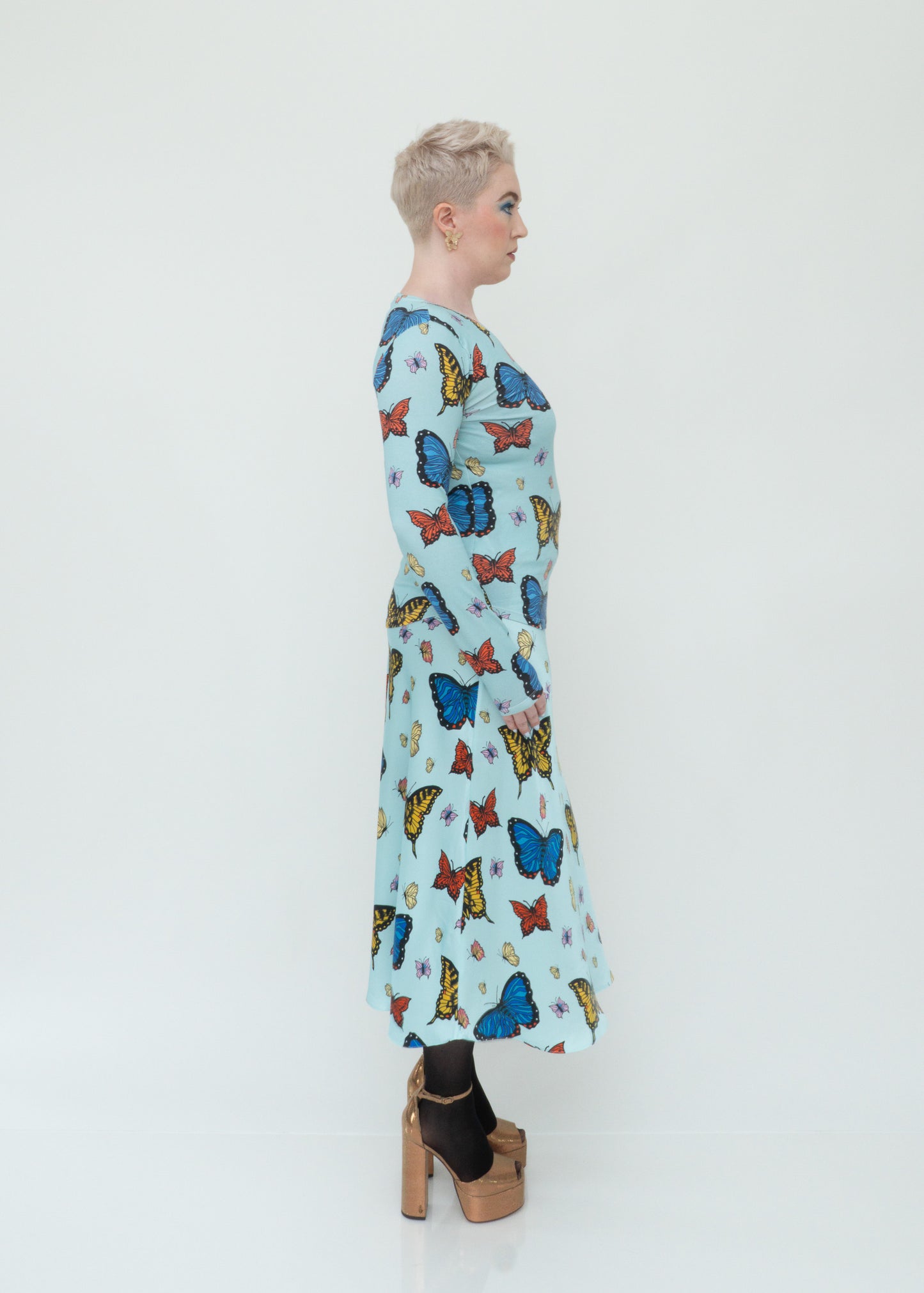 Butterflies Tee - Long Sleeve In Sky Blue
