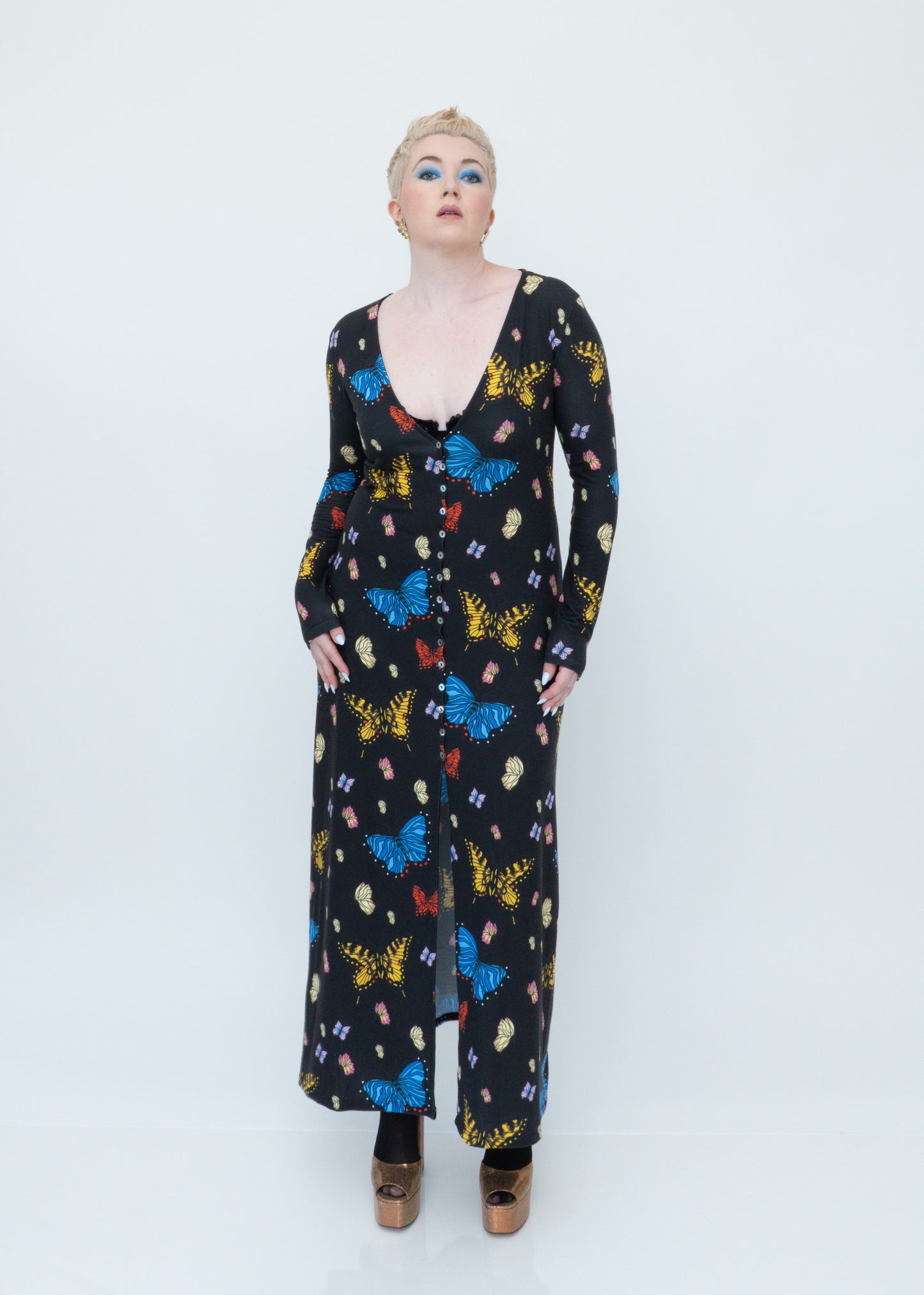 Butterflies Duster Cardigan - Black