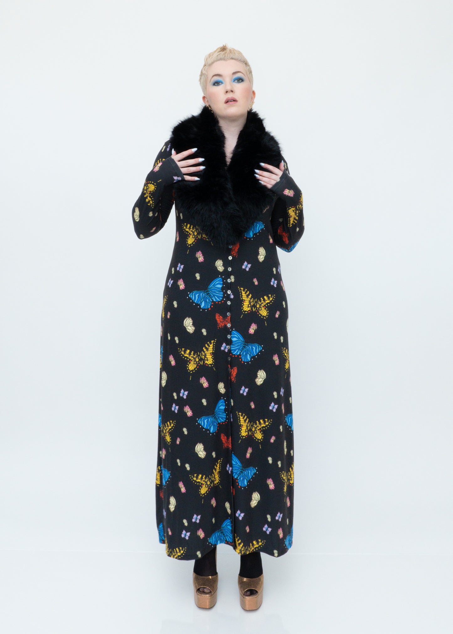 Butterflies Duster Cardigan - Black