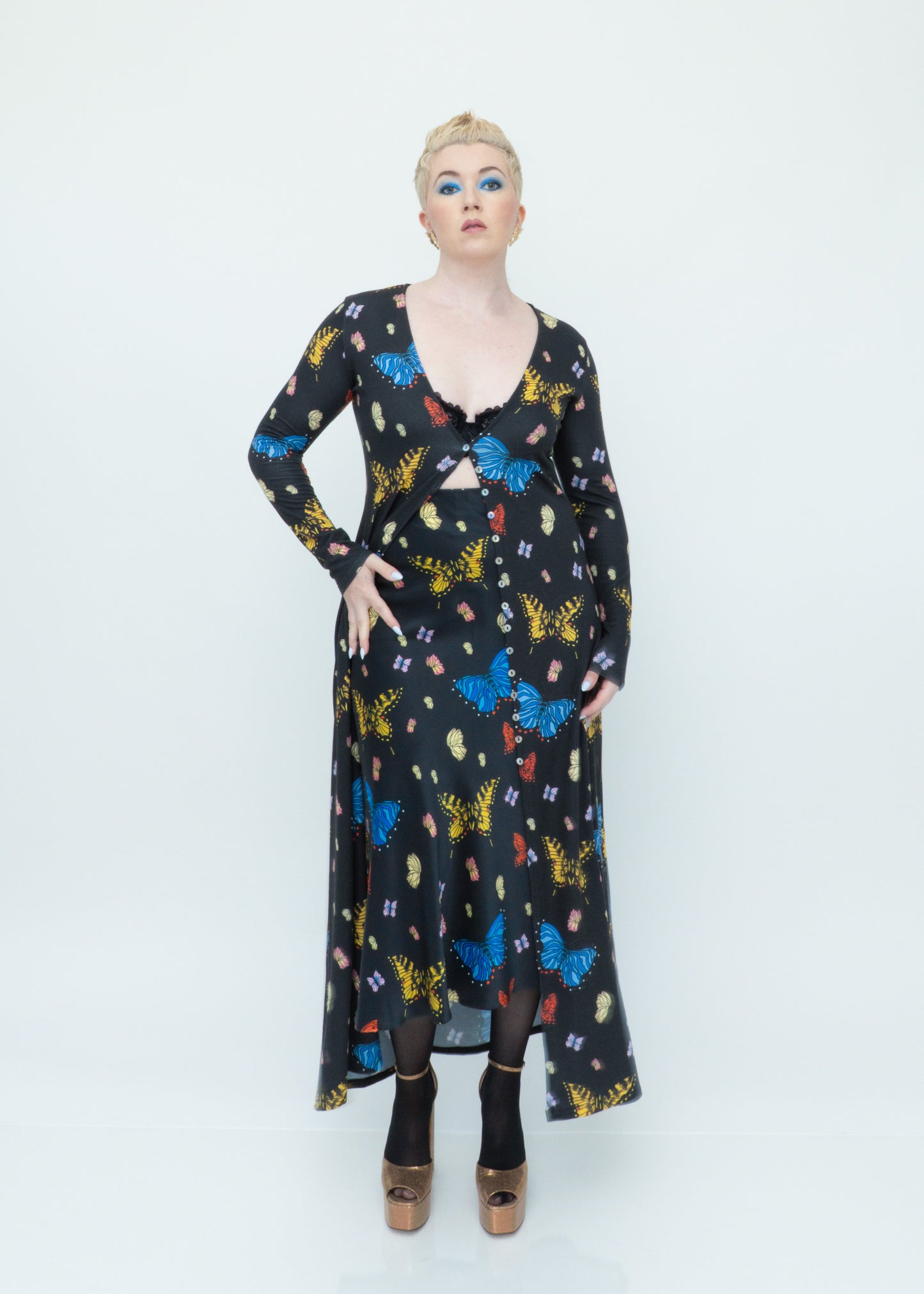 Butterflies Duster Cardigan - Black