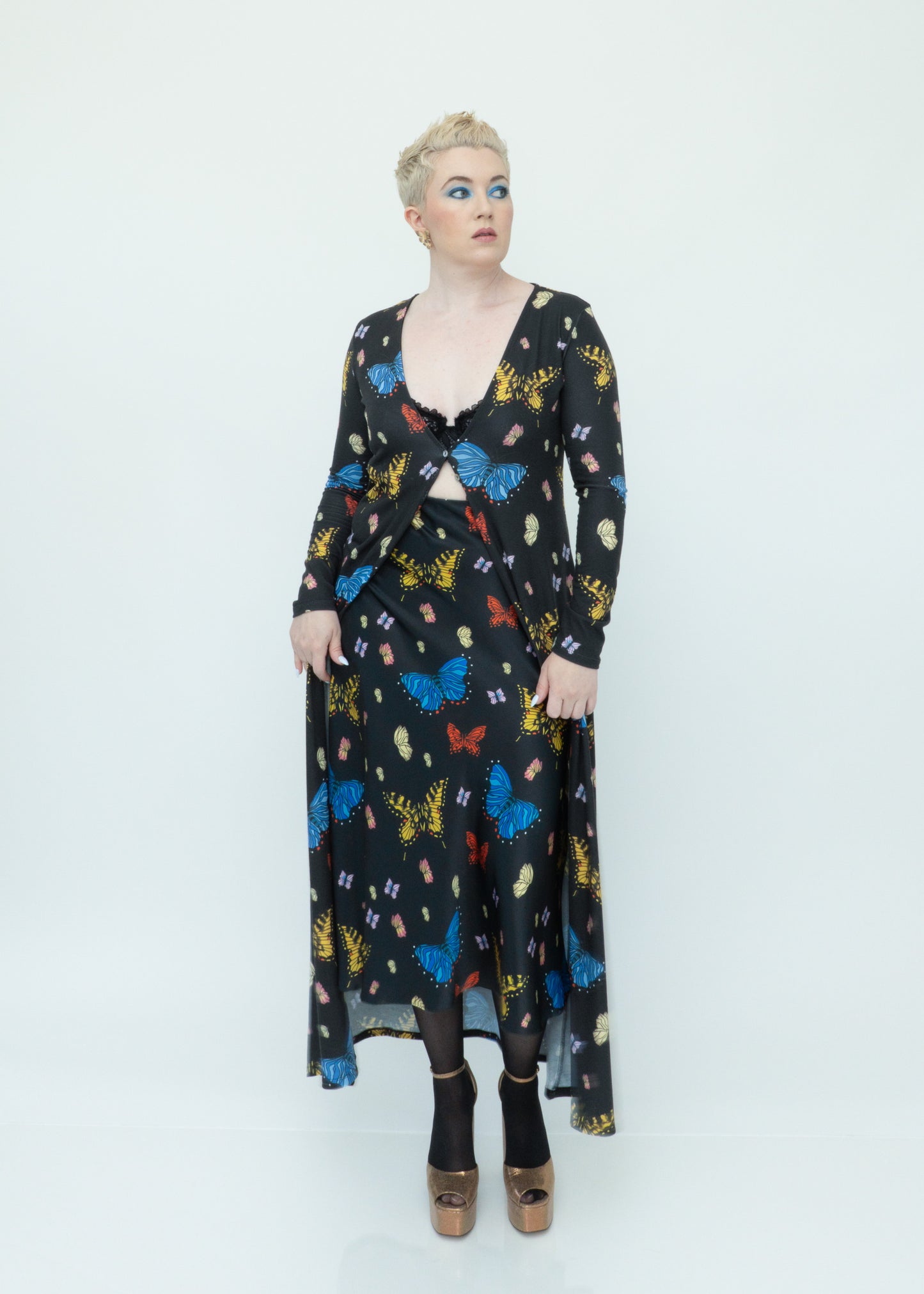 Butterflies Duster Cardigan - Black