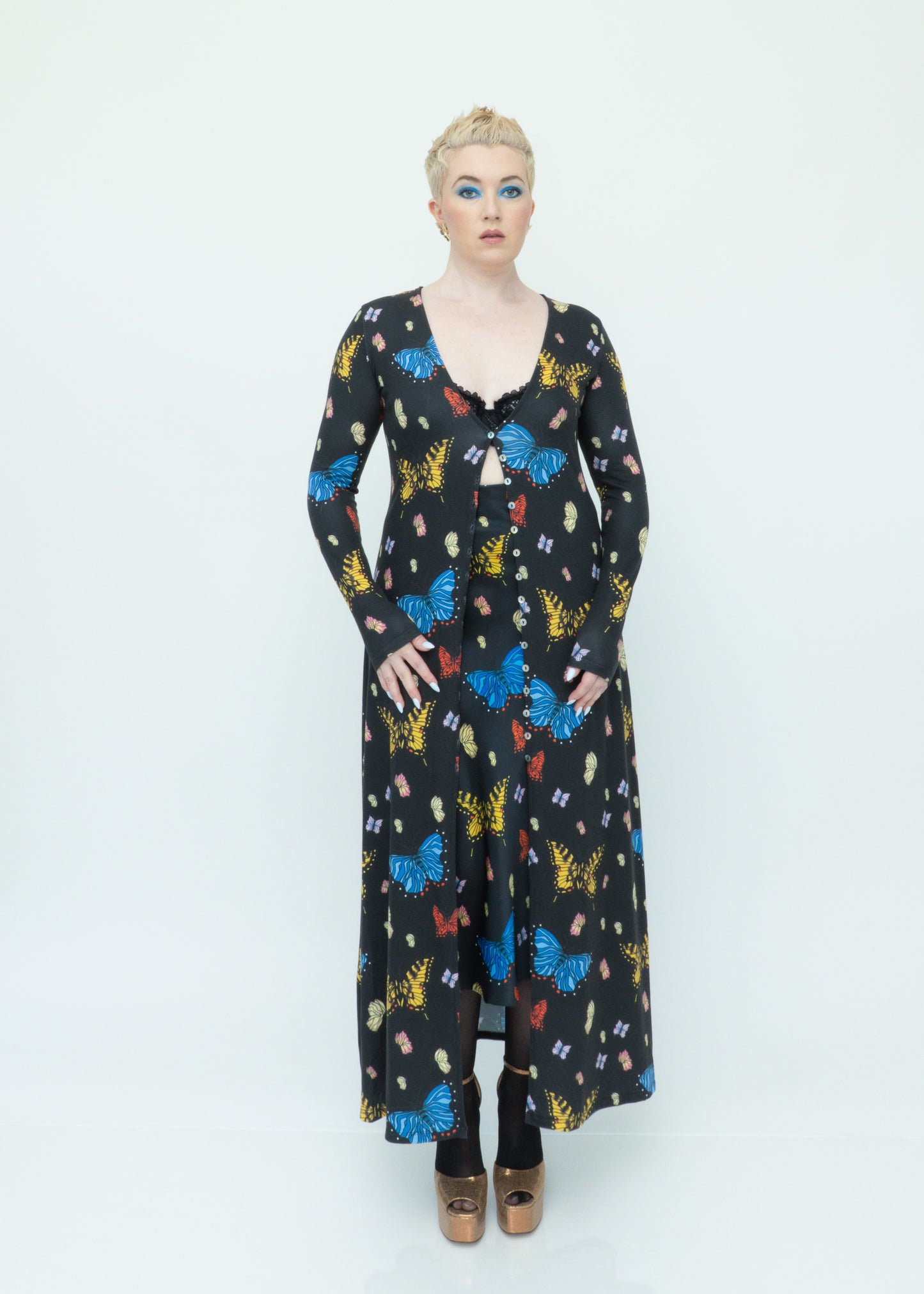 Butterflies Duster Cardigan - Black
