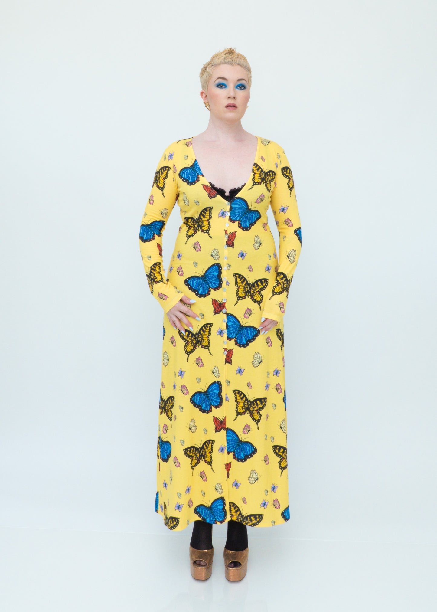 Butterflies Duster Cardigan - Yellow