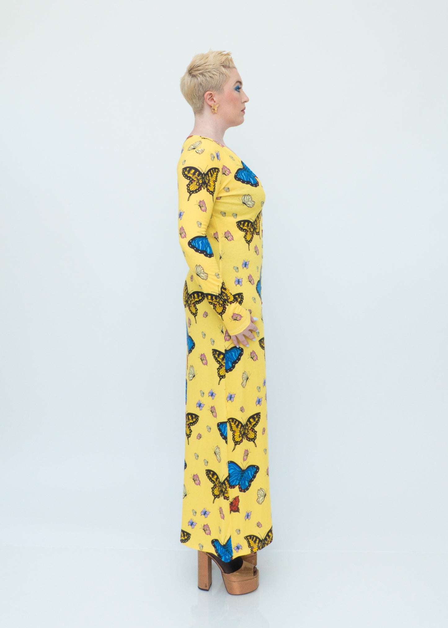 Butterflies Duster Cardigan - Yellow