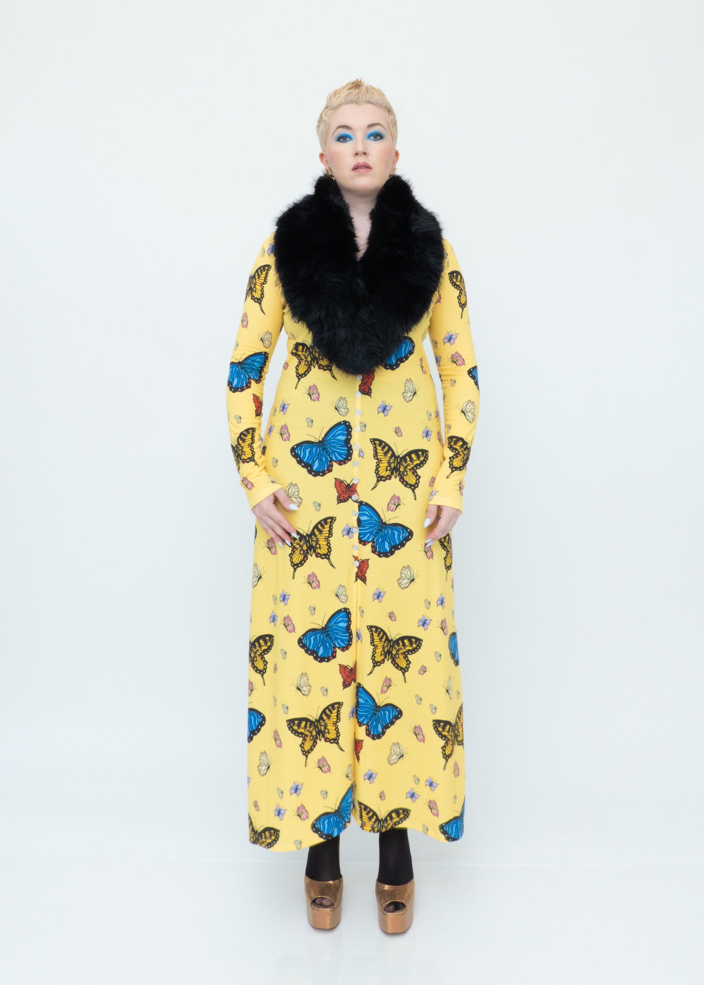 Butterflies Duster Cardigan - Yellow