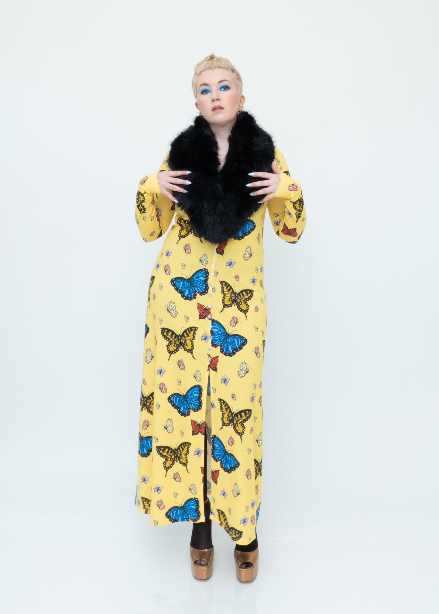 Butterflies Duster Cardigan - Yellow