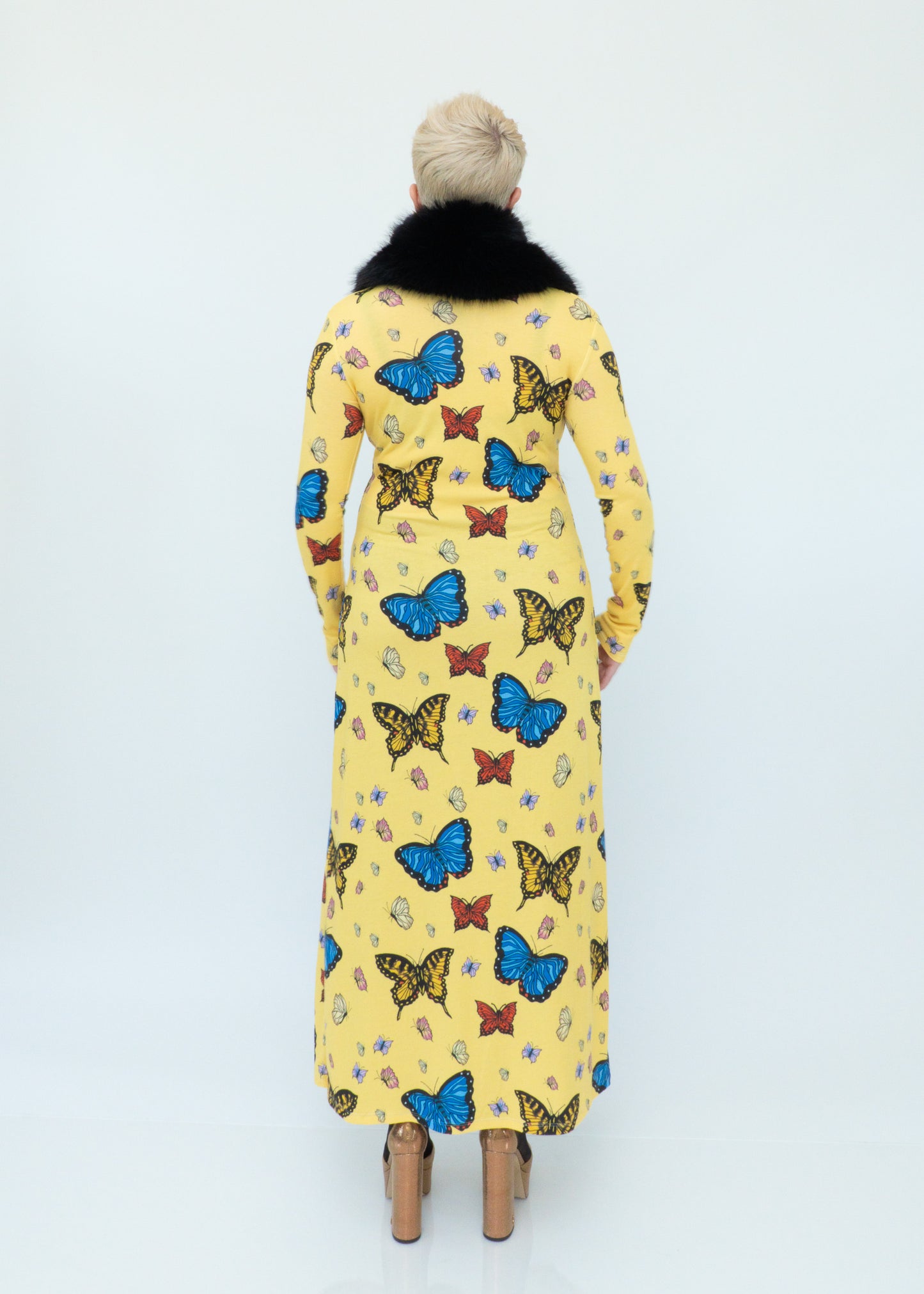 Butterflies Duster Cardigan - Yellow