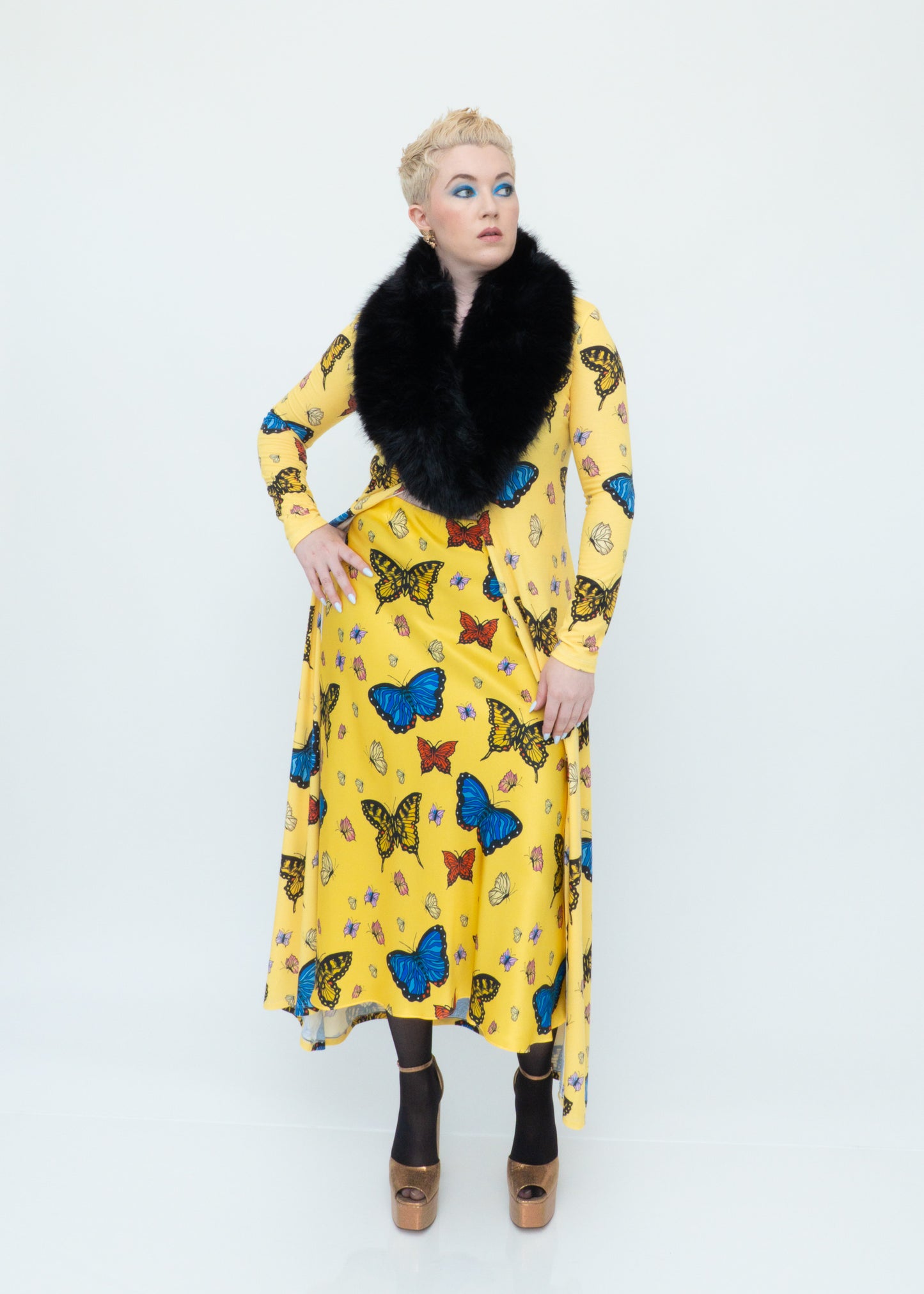 Butterflies Duster Cardigan - Yellow