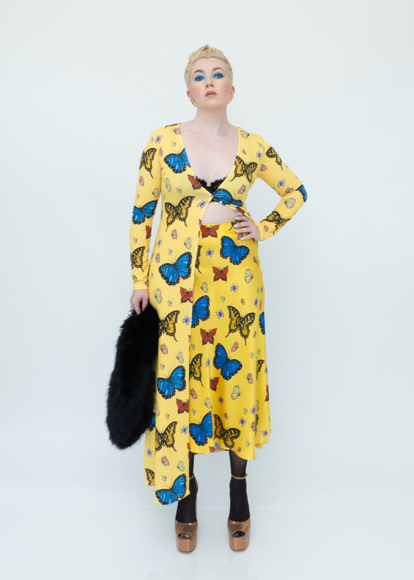 Butterflies Duster Cardigan - Yellow