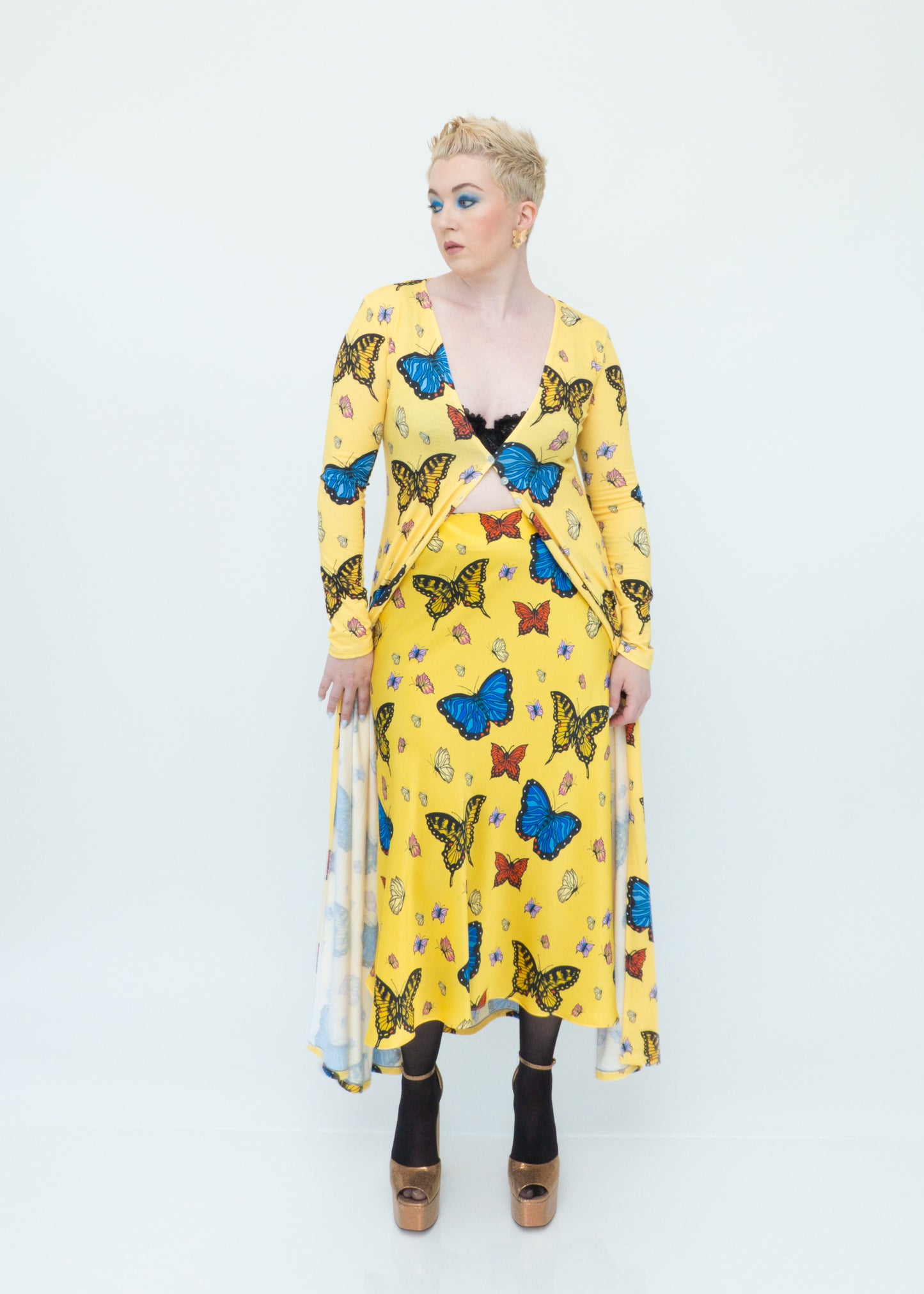 Butterflies Duster Cardigan - Yellow