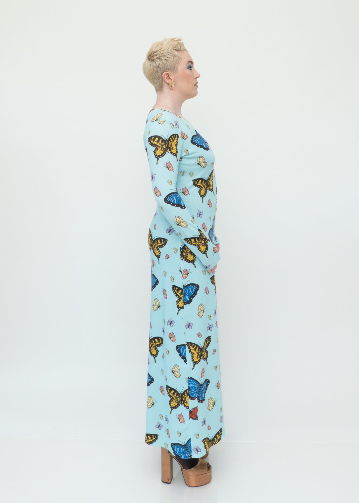 Butterflies Duster Cardigan - Sky Blue