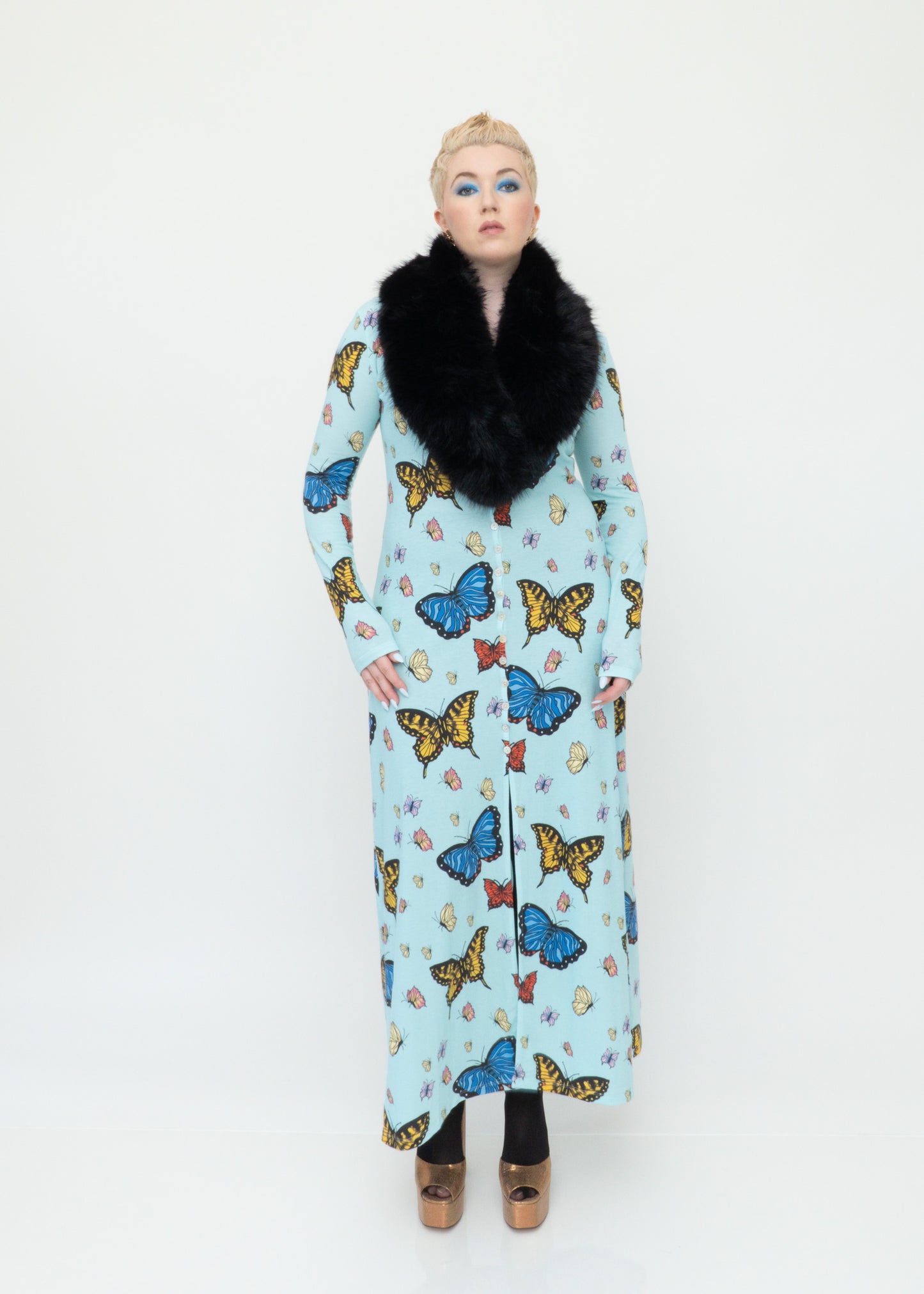 Butterflies Duster Cardigan - Sky Blue