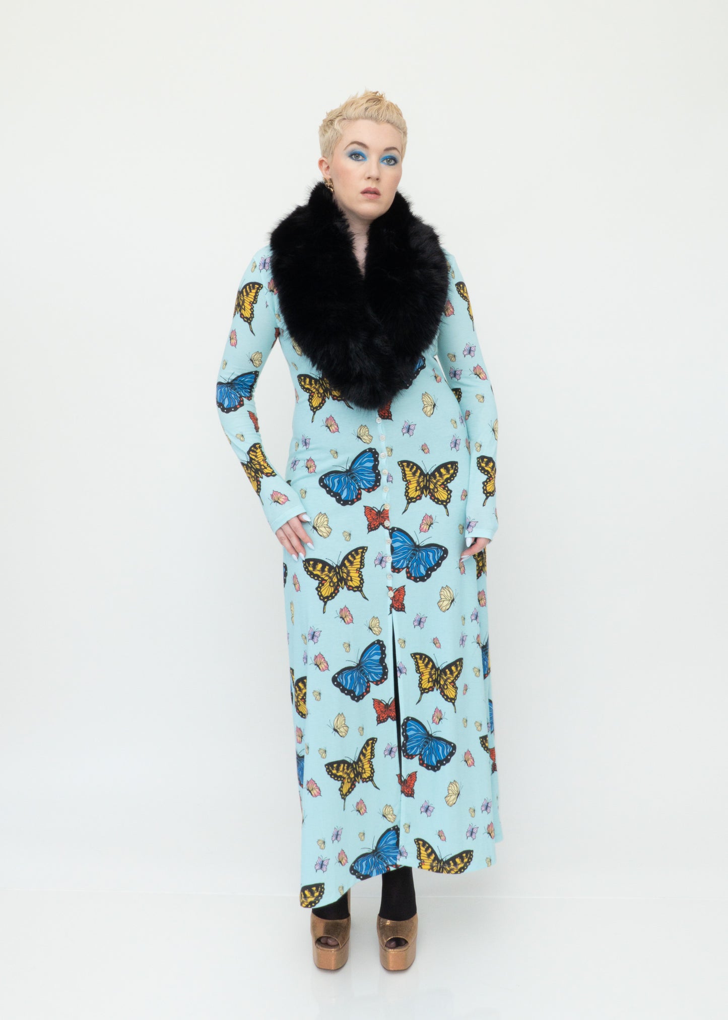 Butterflies Duster Cardigan - Sky Blue