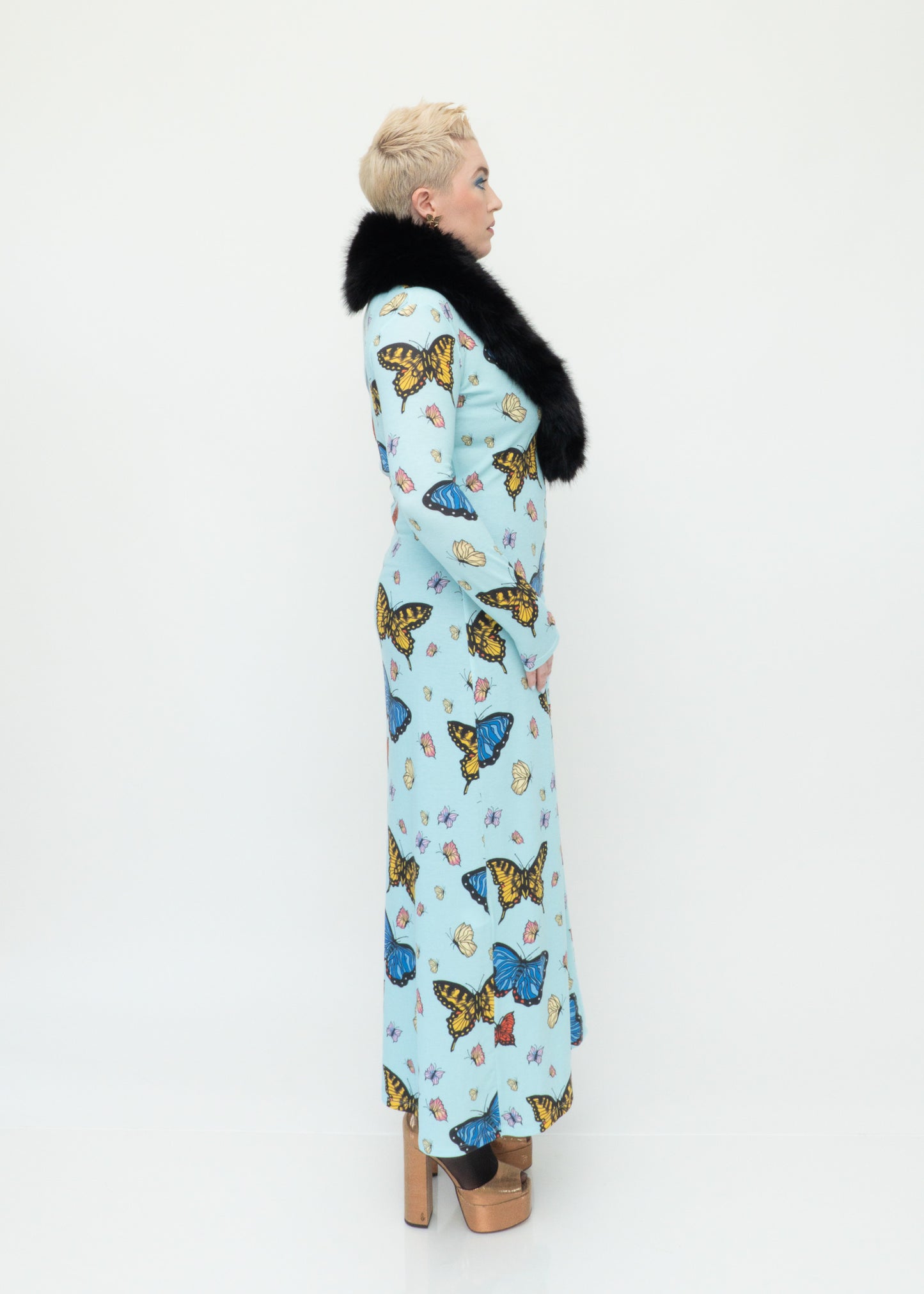 Butterflies Duster Cardigan - Sky Blue