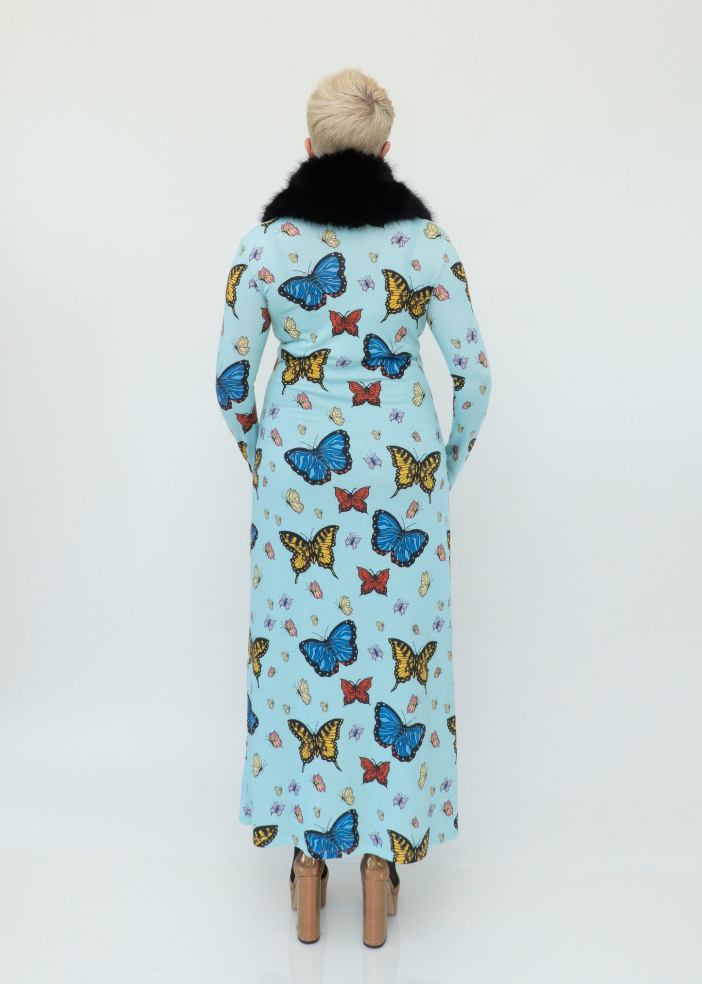 Butterflies Duster Cardigan - Sky Blue