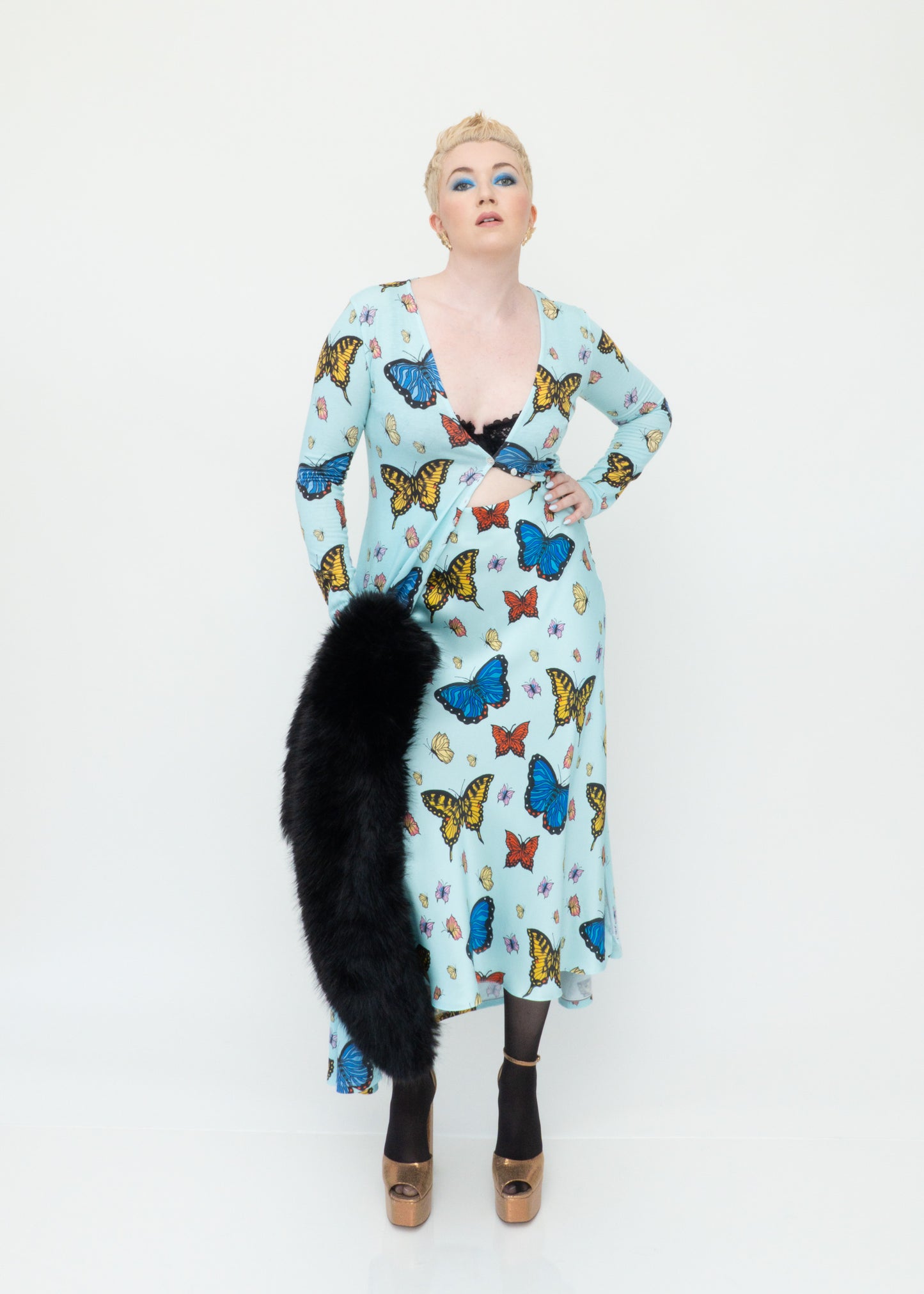 Butterflies Duster Cardigan - Sky Blue