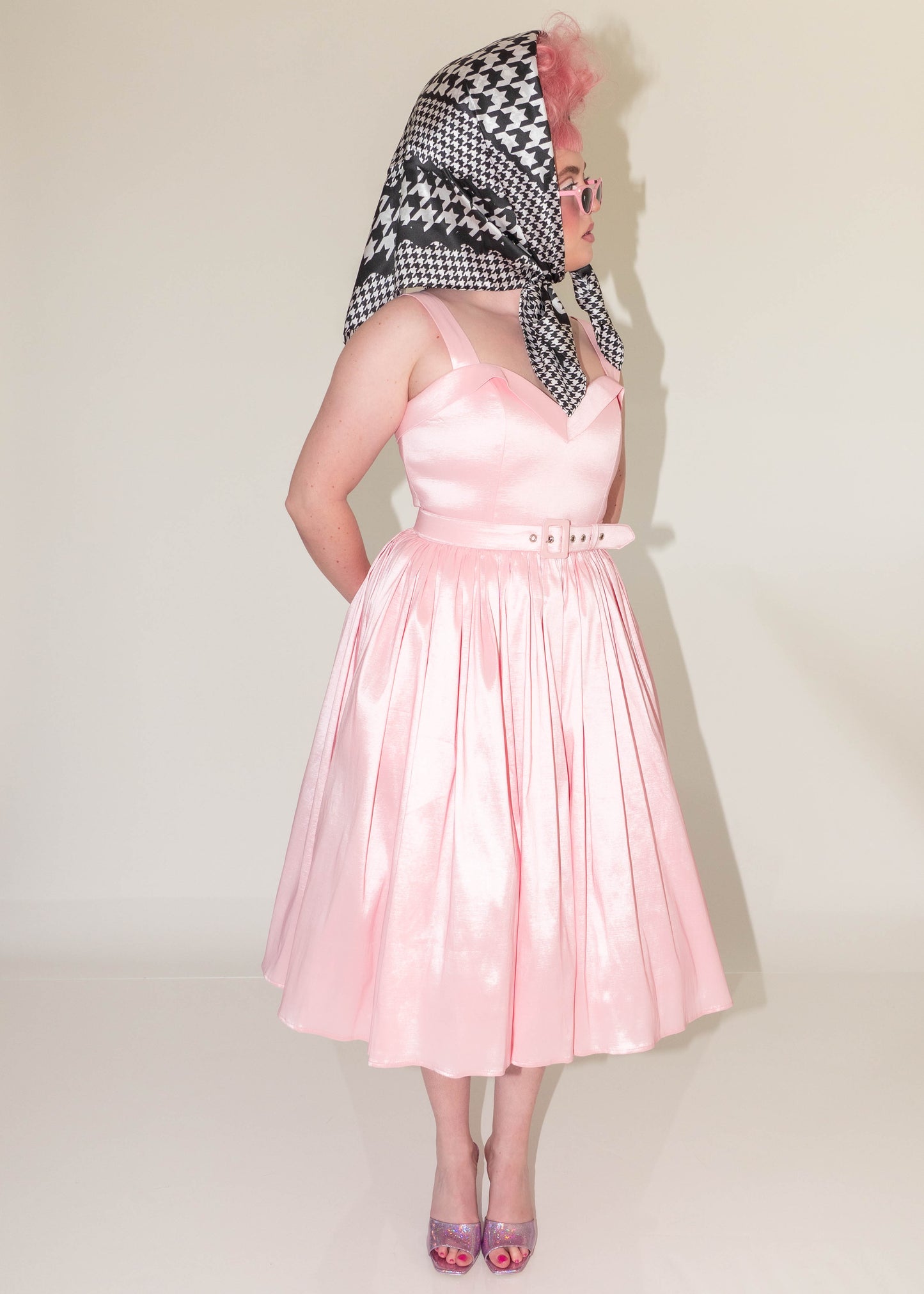 The Mad Houndstooth Silk Charmeuse Scarf