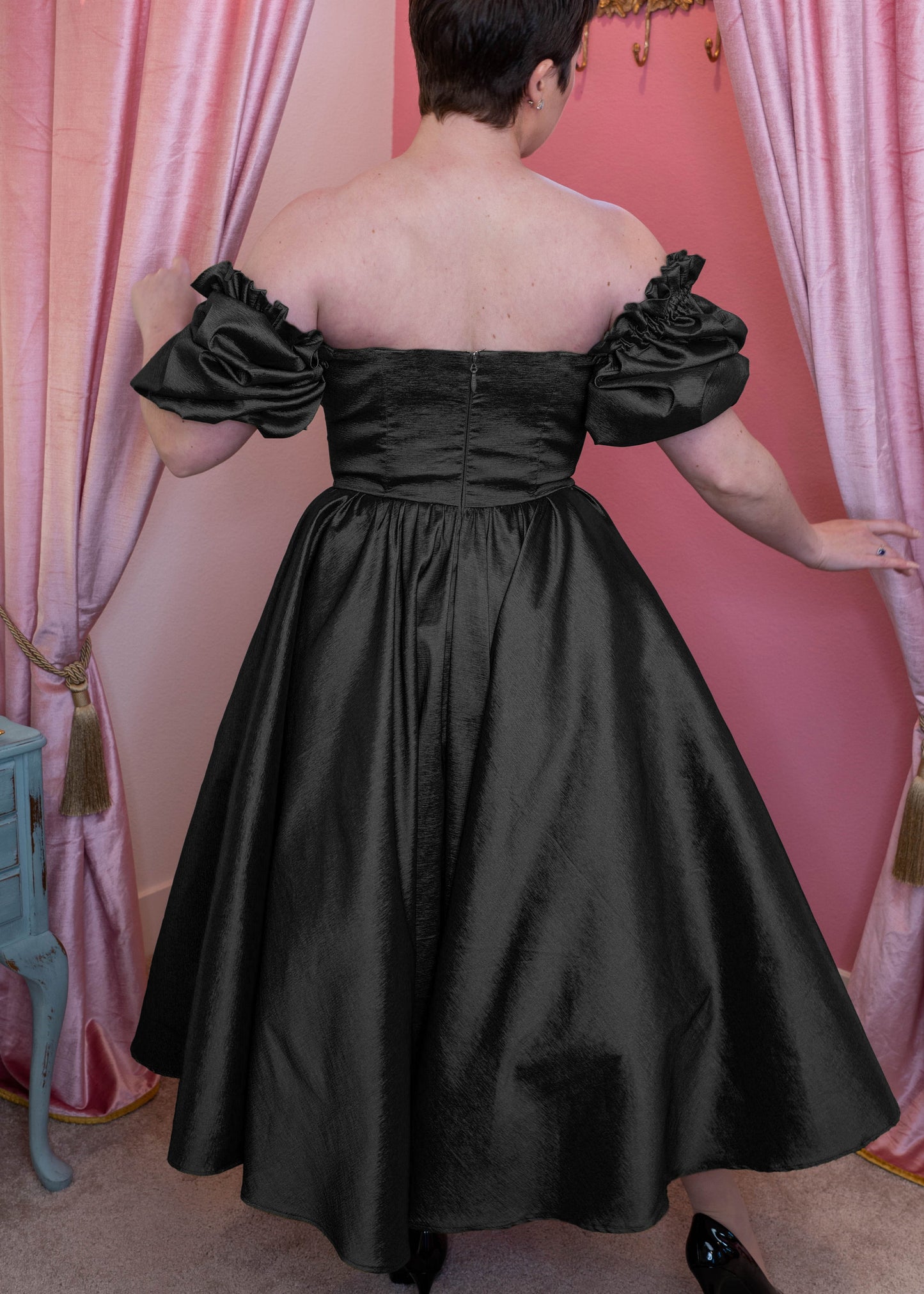 Agatha Dress Black Silk Taffeta