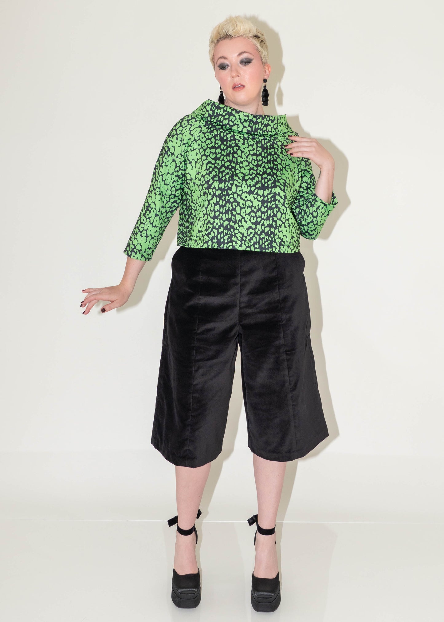 The Holly Culotte Pant - Black Velveteen