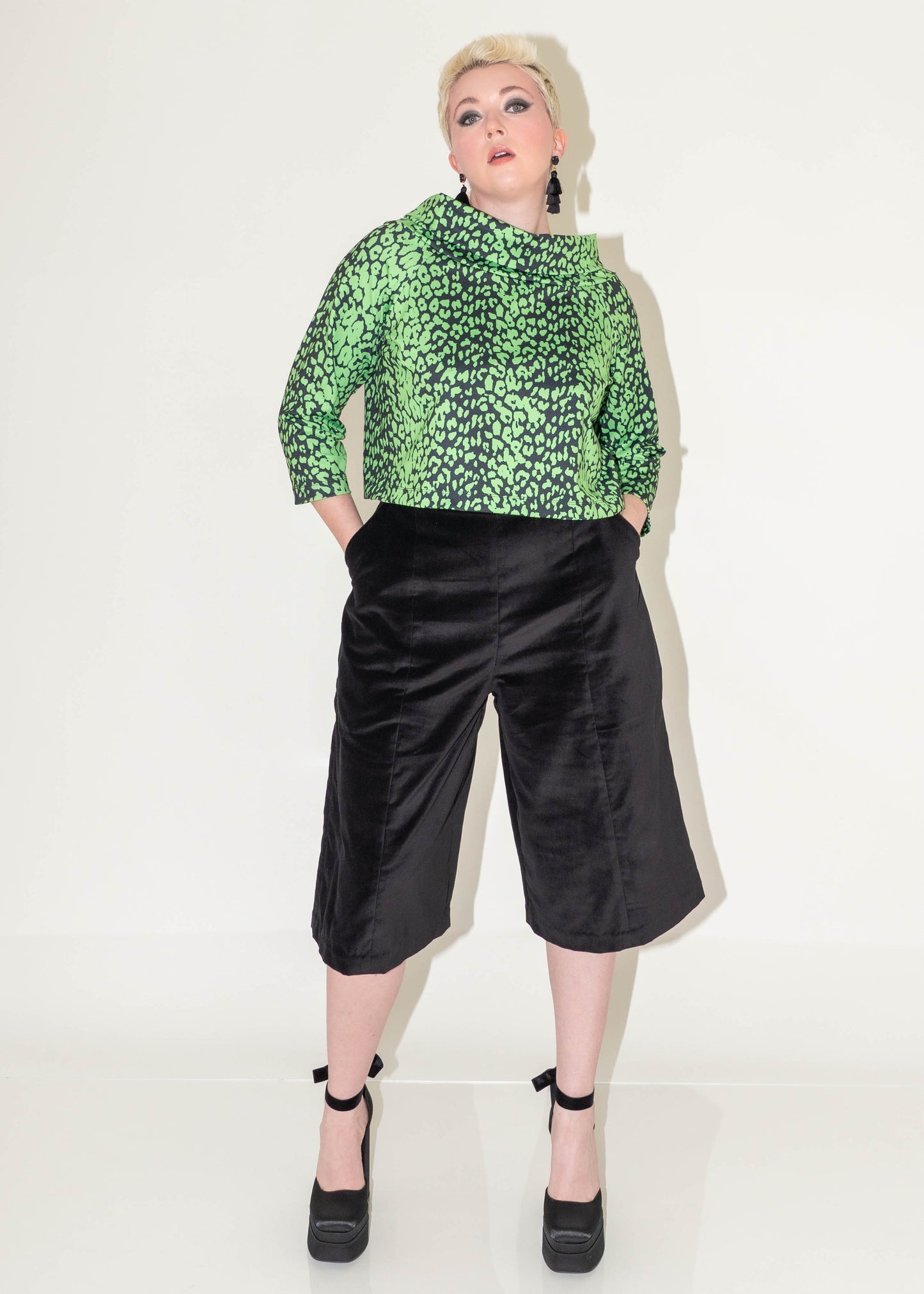 The Holly Culotte Pant - Black Velveteen
