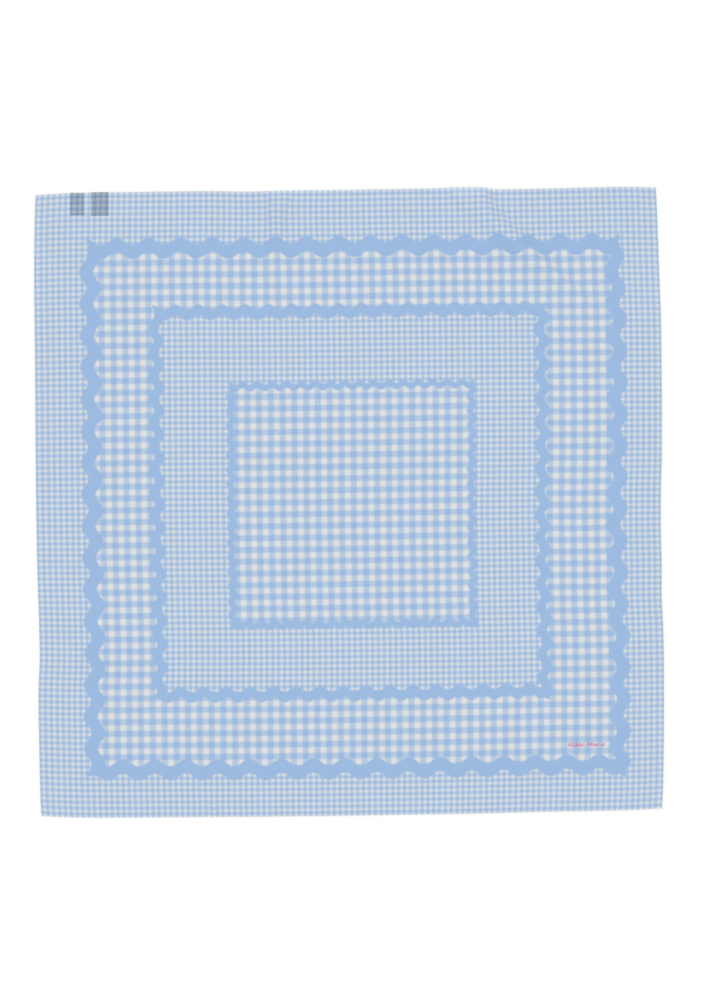 Mad Gingham Cotton Mulmul Scarf - Baby Blue