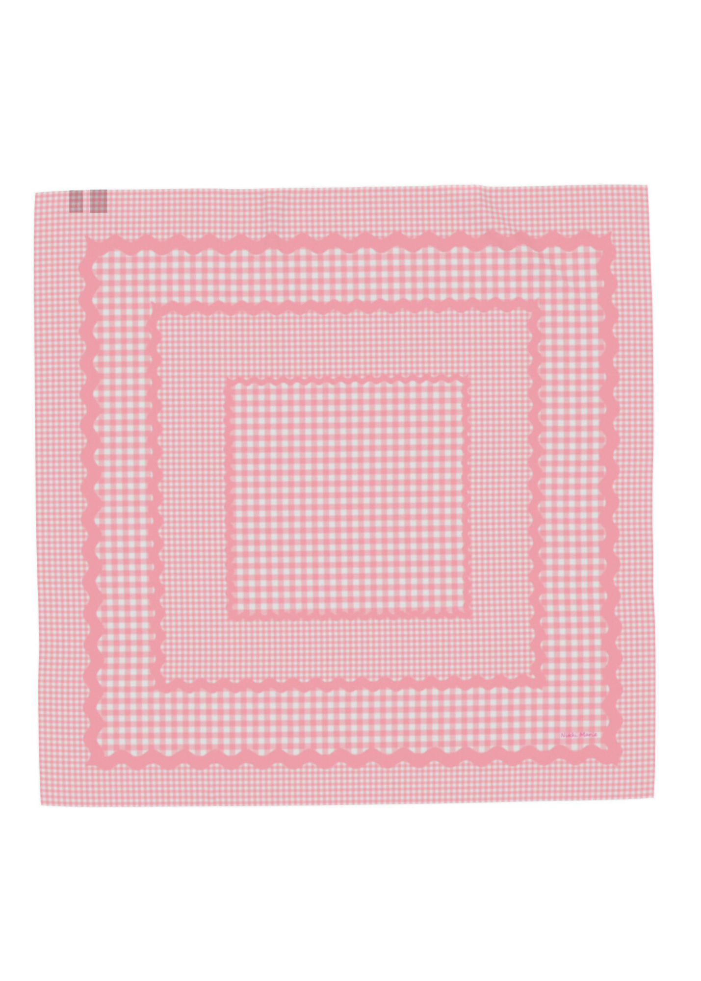 Mad Gingham Cotton Mulmul Scarf - Baby pink