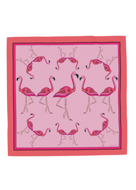 Let's Flamingle Mulberry Silk Habotai Scarf