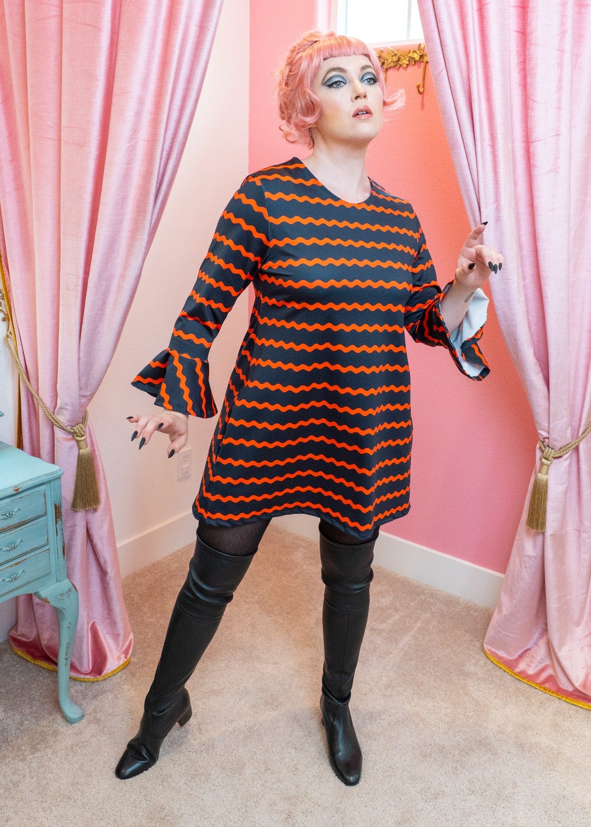 The Knit Shift Dress - Neon Orange Ric Rac