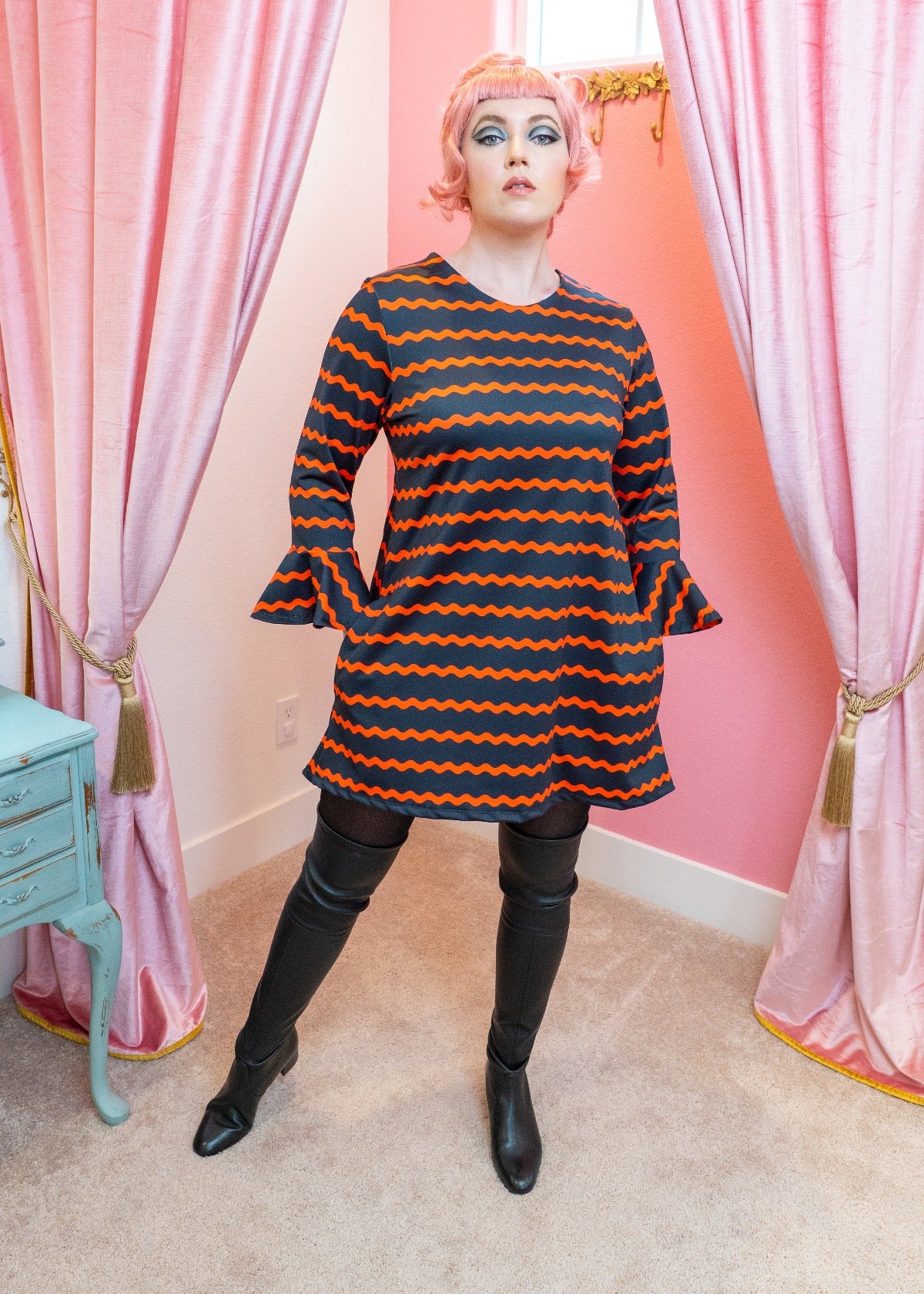 The Knit Shift Dress - Neon Orange Ric Rac